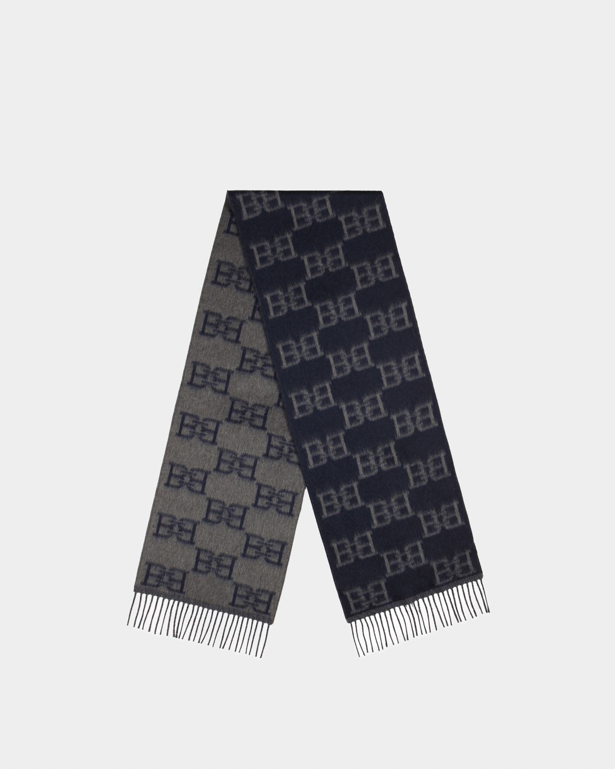 Wool Scarf In Navy - Men's - Bally - 01