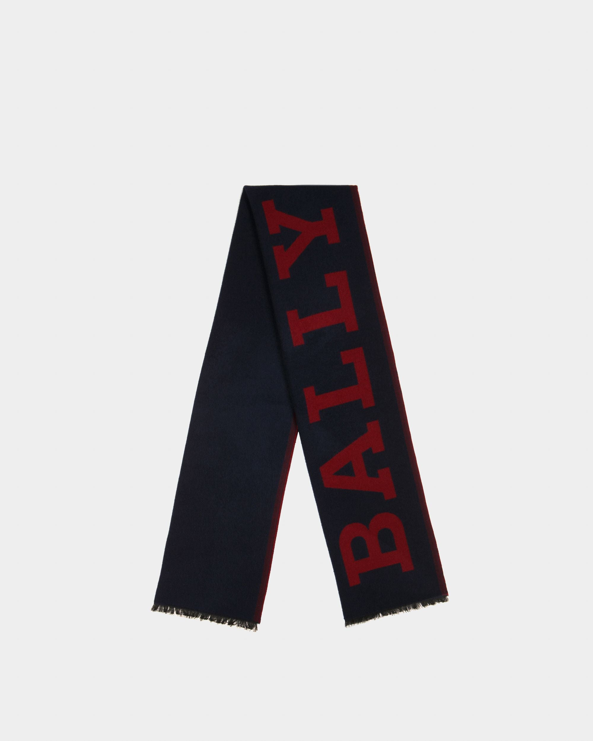 Wool Scarf In Navy - Men's - Bally - 01