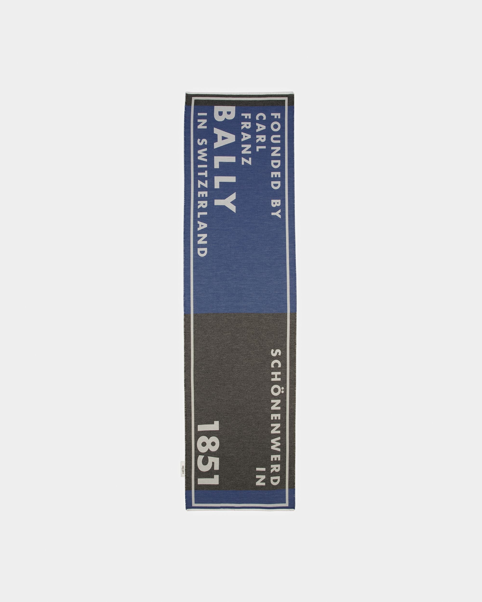 Jacquard Scarf In Blue Neon And Black - Men's - Bally - 02