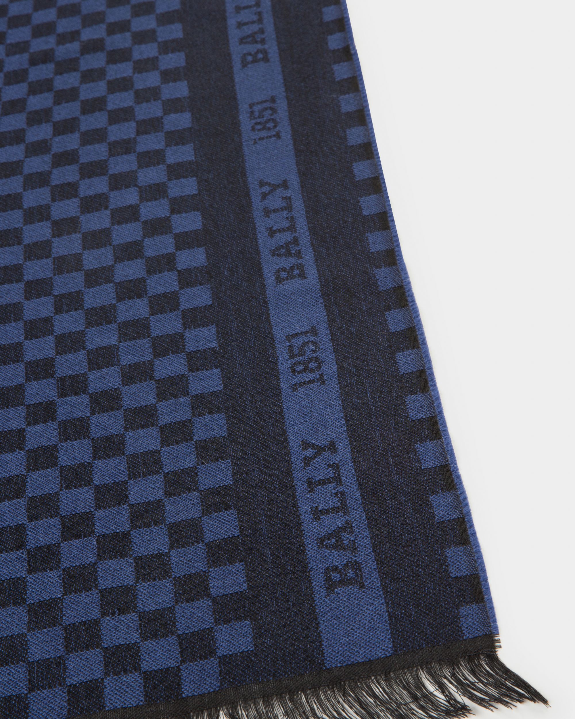 Checked Scarf Wool Accessory In Blue - Men's - Bally - 02