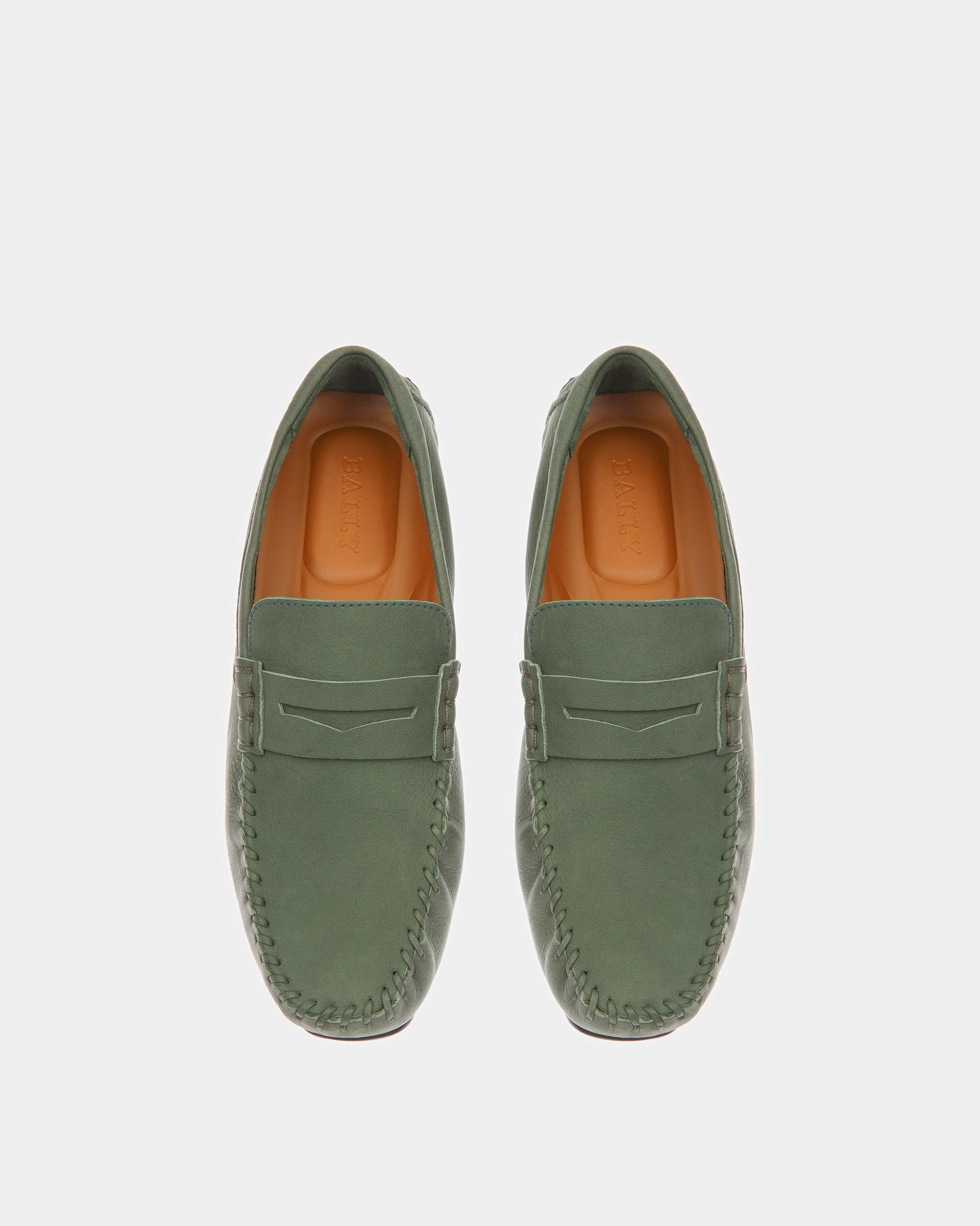 Pier Leather Drivers In Sage - Men's - Bally - 02