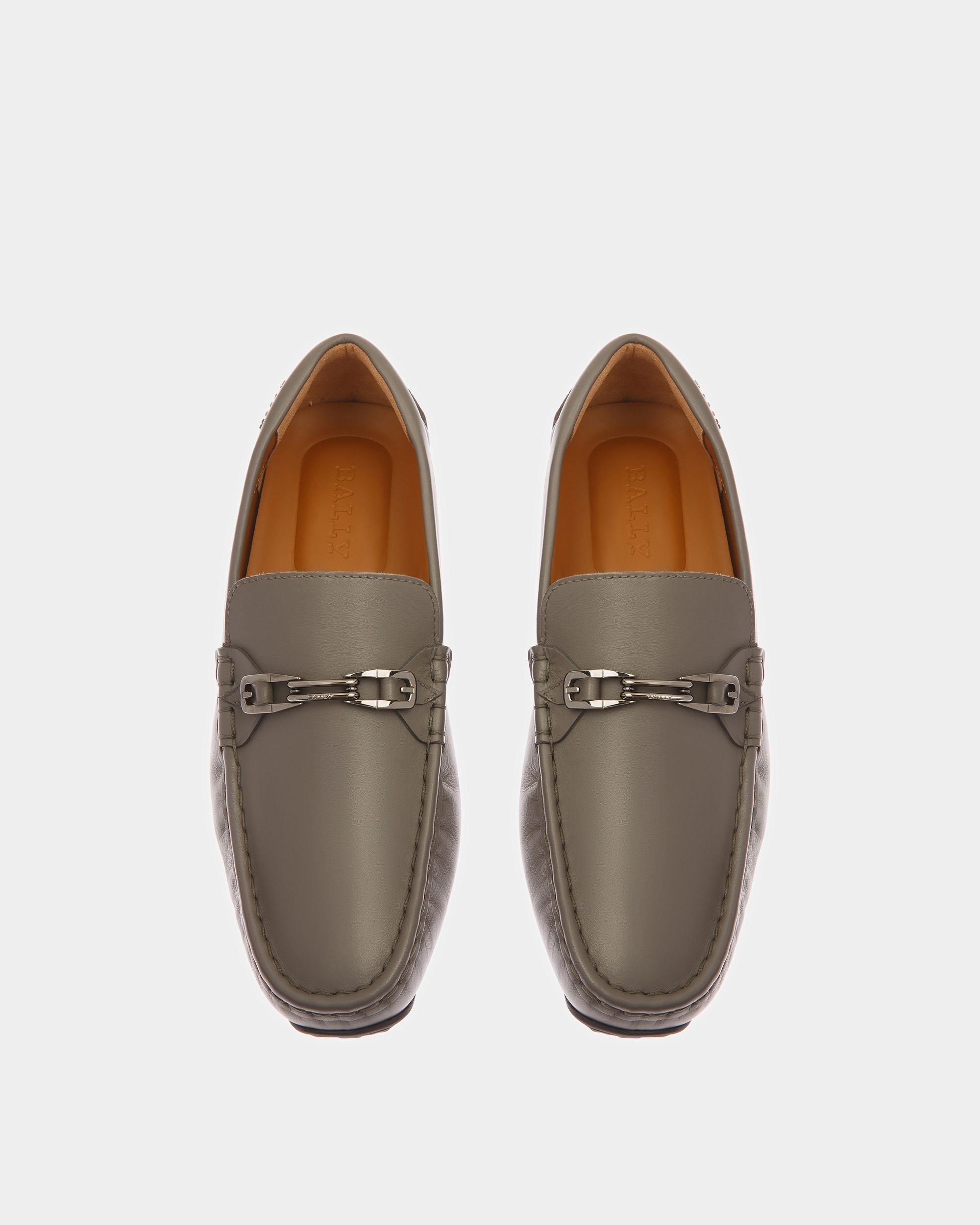 Pinter Leather Drivers In Dark Mineral - Men's - Bally - 02