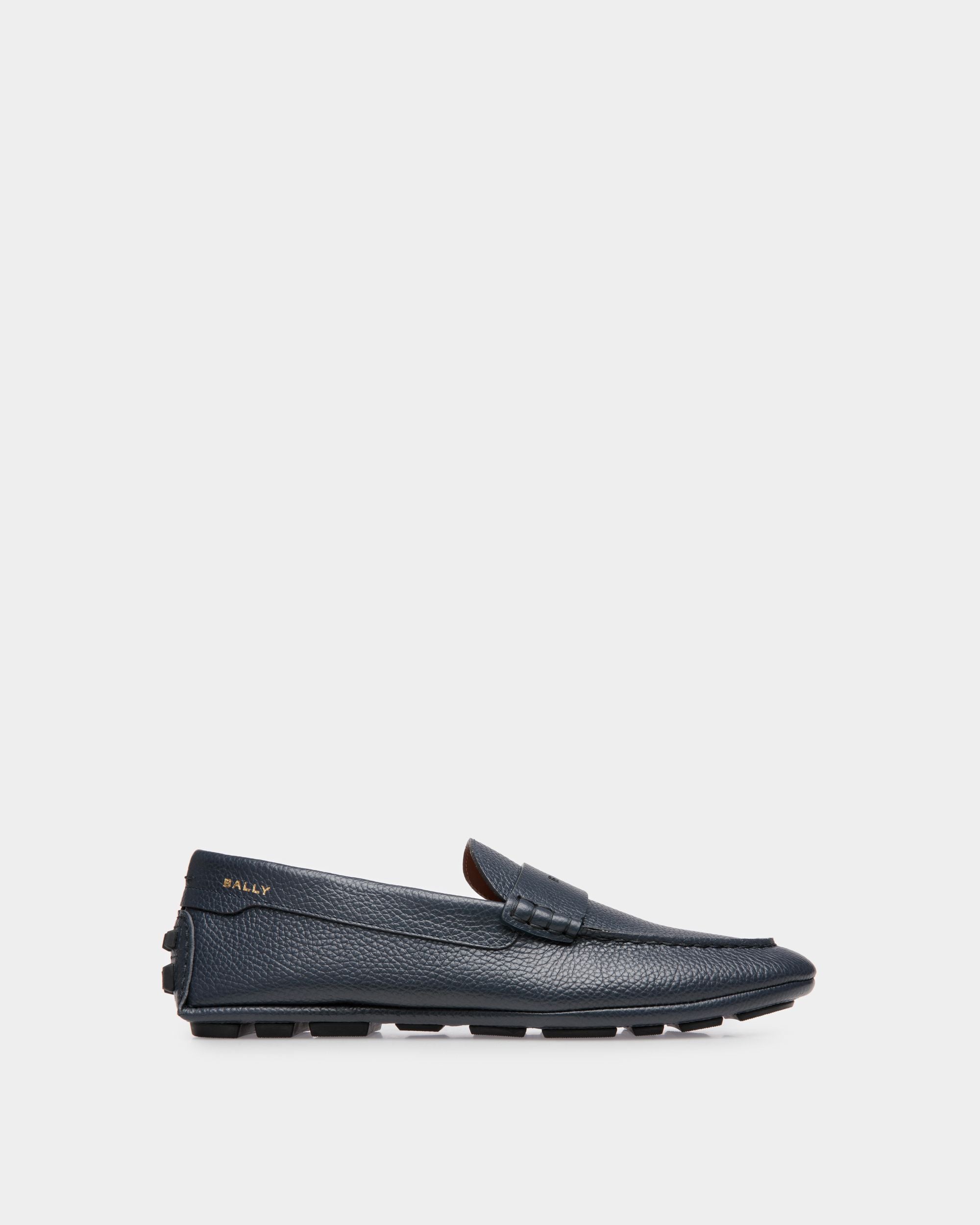 Kerbs Driver in Blue Grained Leather - Men's - Bally - 01
