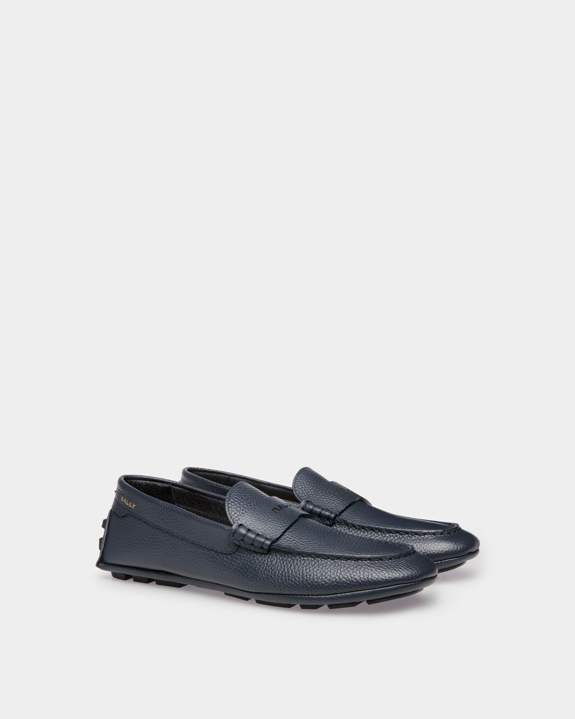 Kerbs Driver in Blue Grained Leather - Men's - Bally - 03