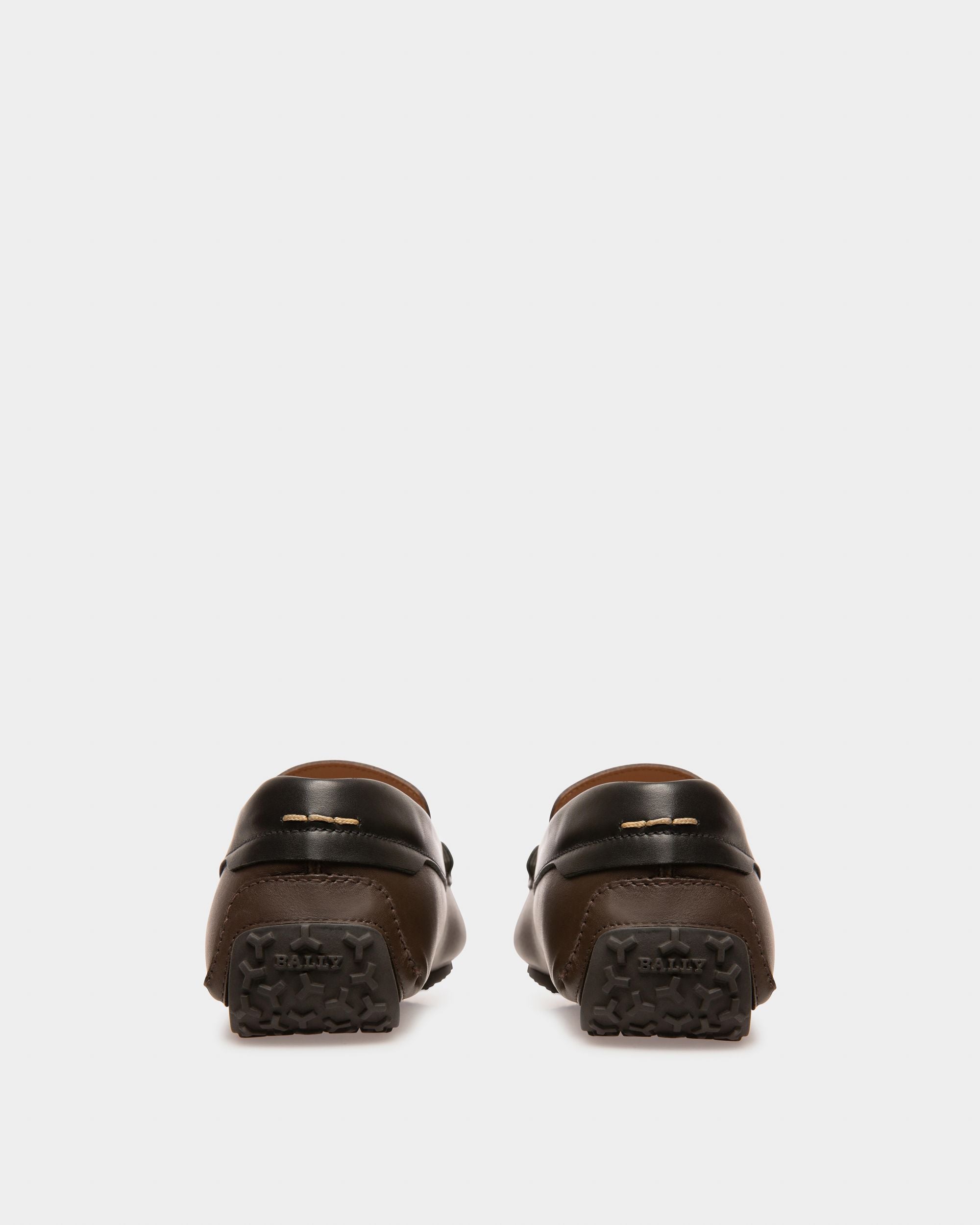 Prince Leather Drivers In Ebony Brown And Black - Men's - Bally - 04
