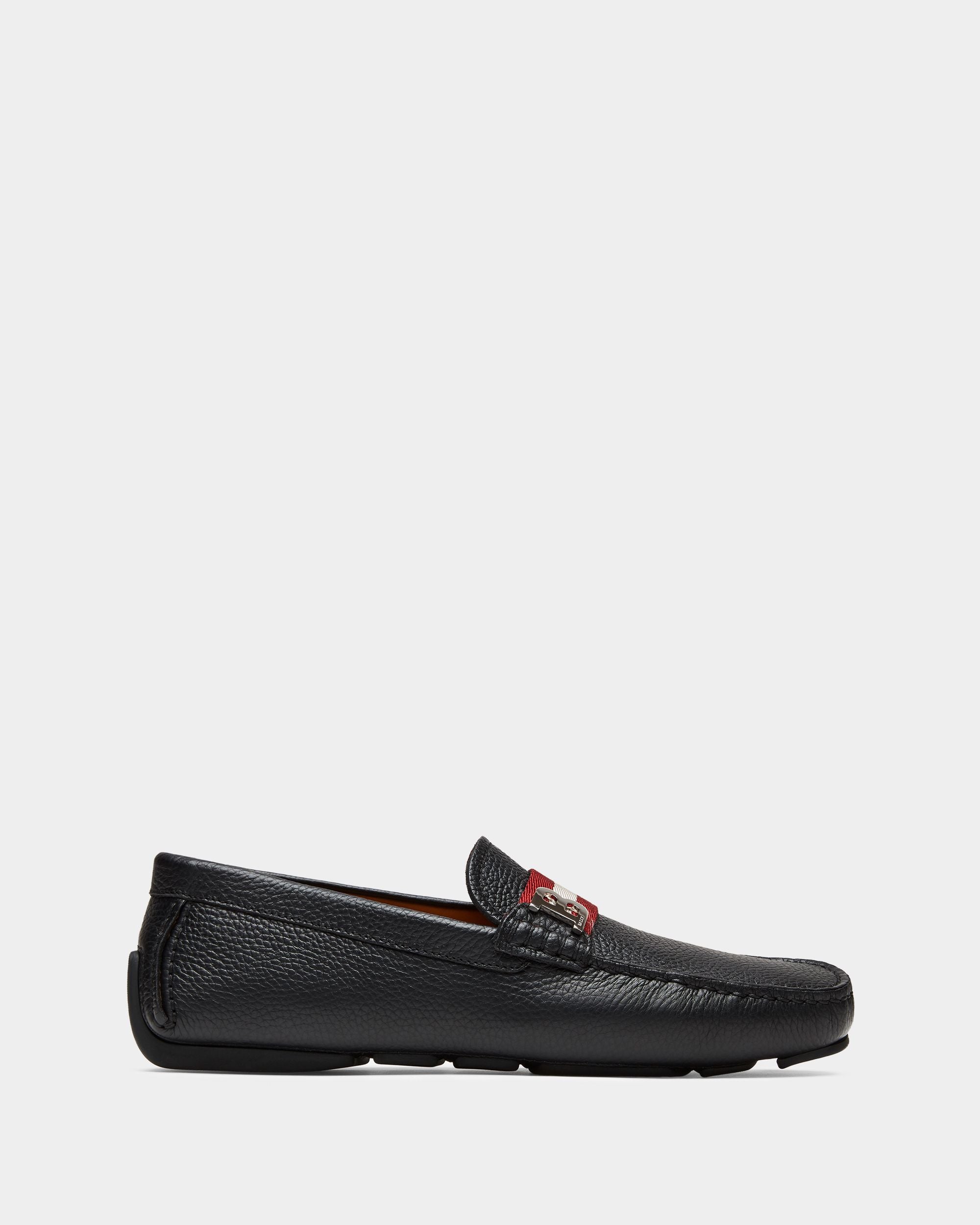 Driver in Black Grained Leather - Men's - Bally - 01
