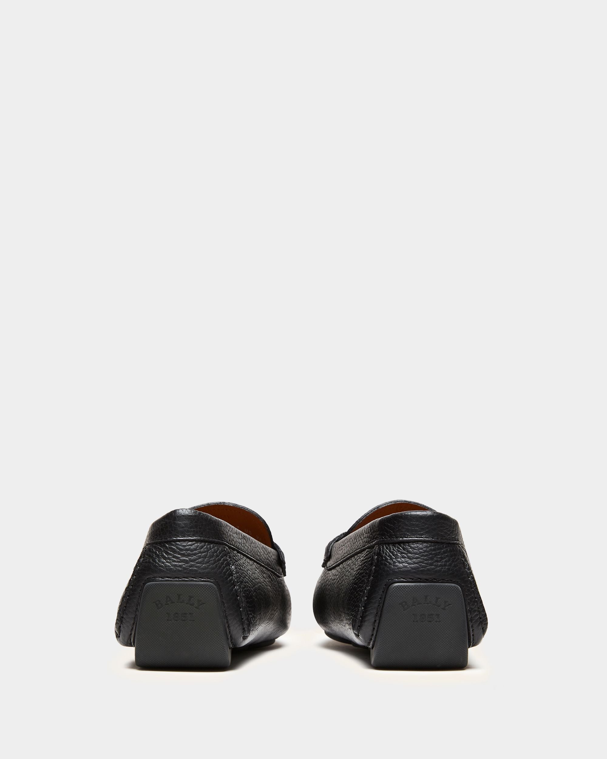 Driver in Black Grained Leather - Men's - Bally - 02