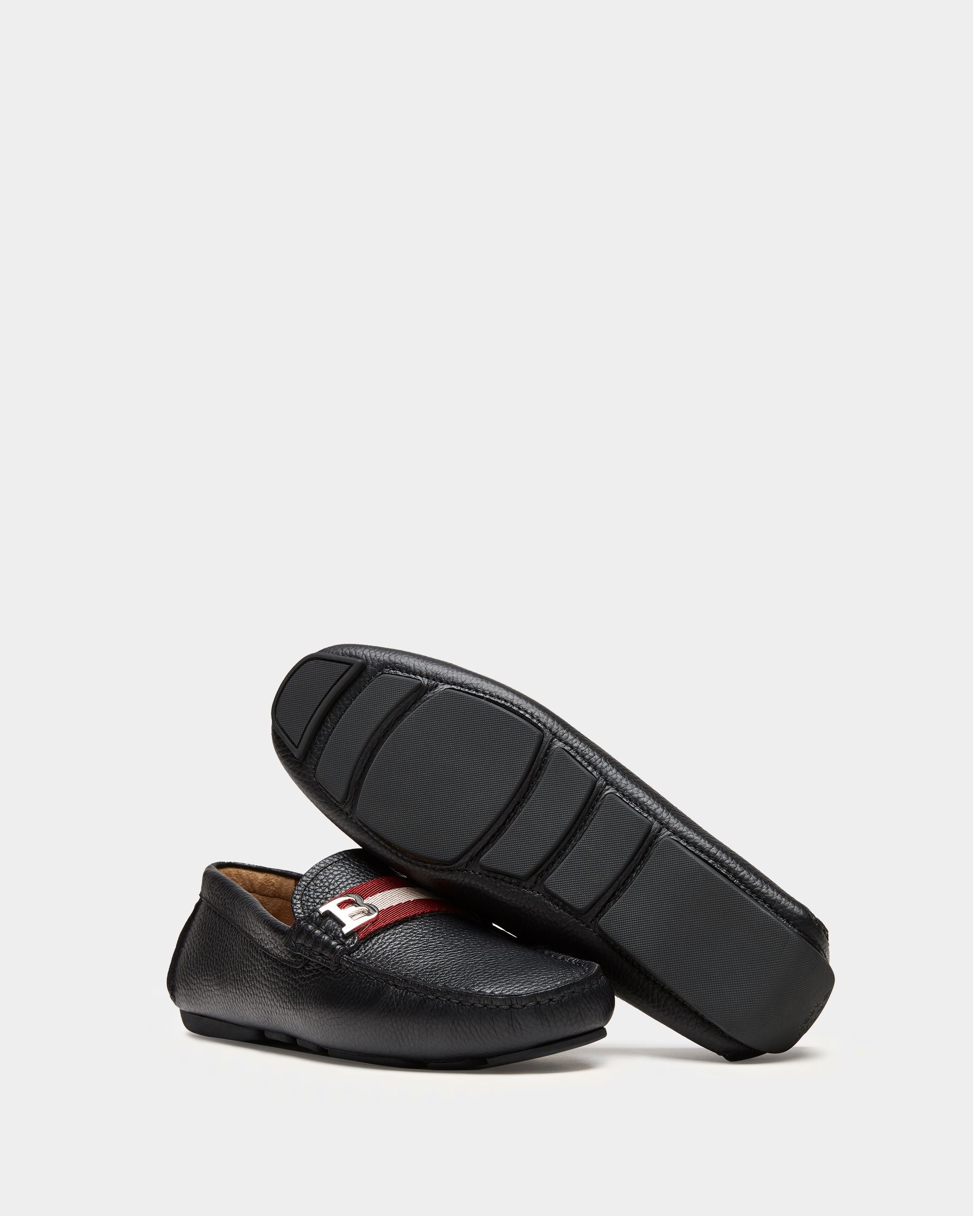 Driver in Black Grained Leather - Men's - Bally - 03