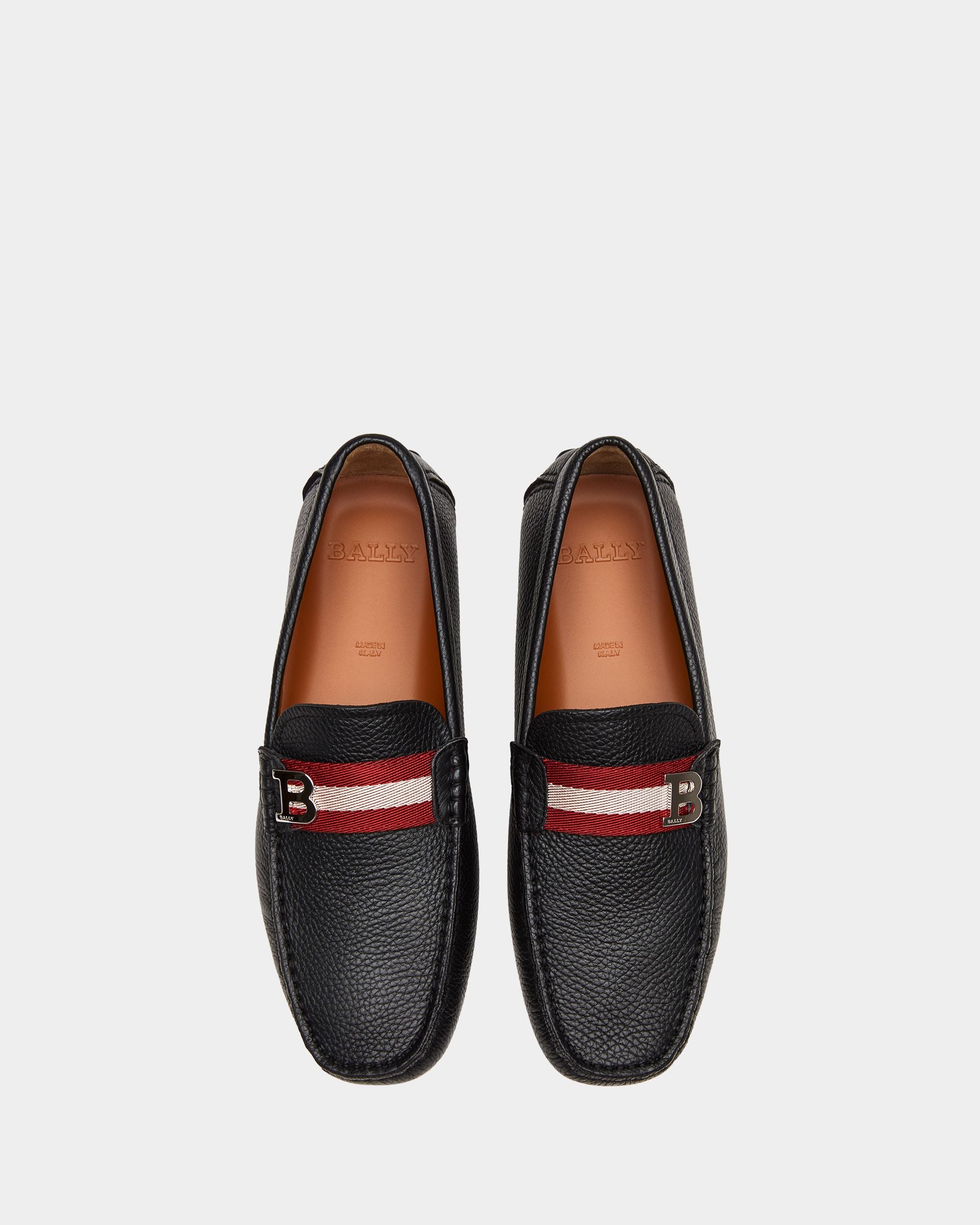 Driver in Black Grained Leather - Men's - Bally - 05