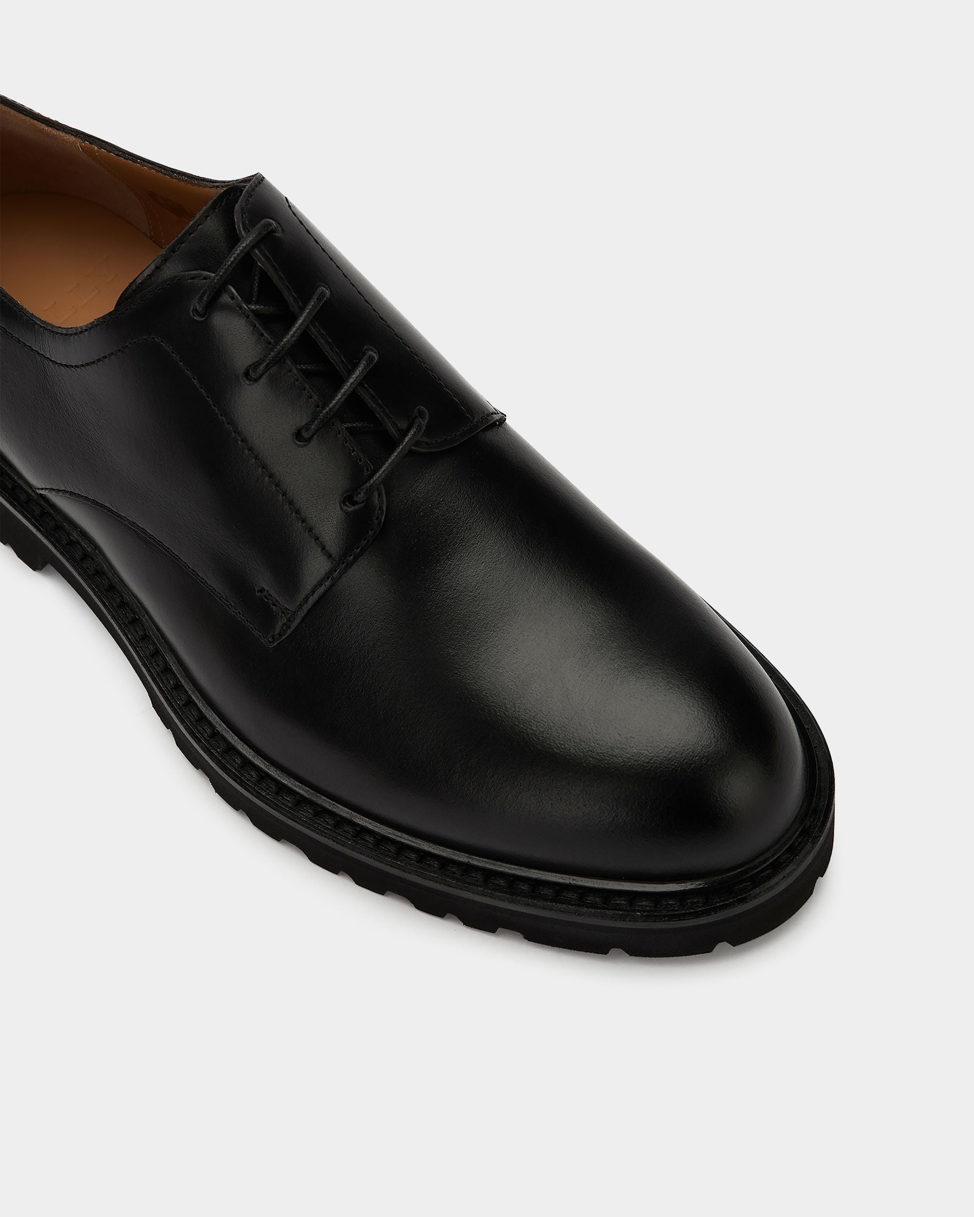 Derby in Black Leather - Men's - Bally - 05