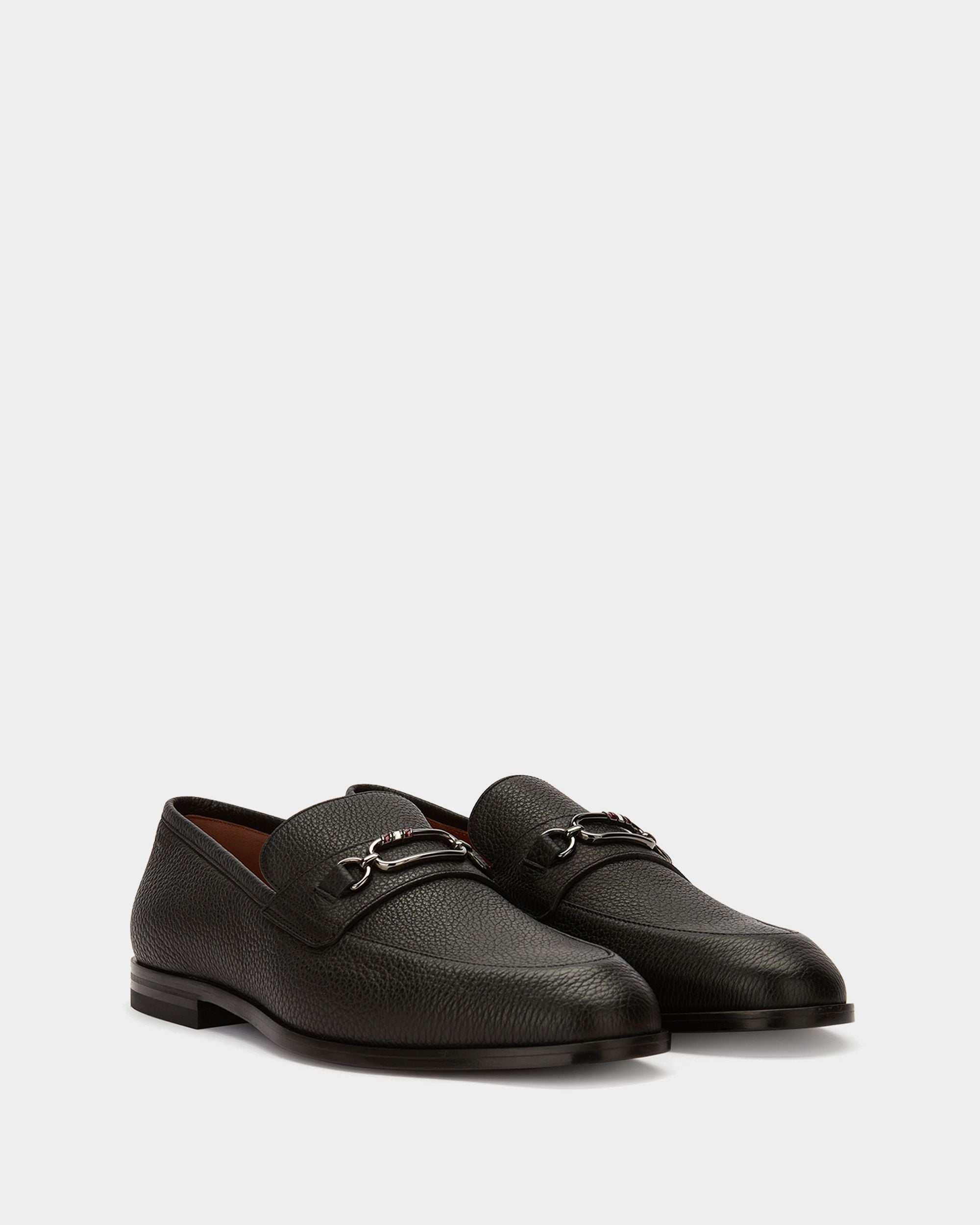 Loafer in Black Grained Leather - Men's - Bally - 02
