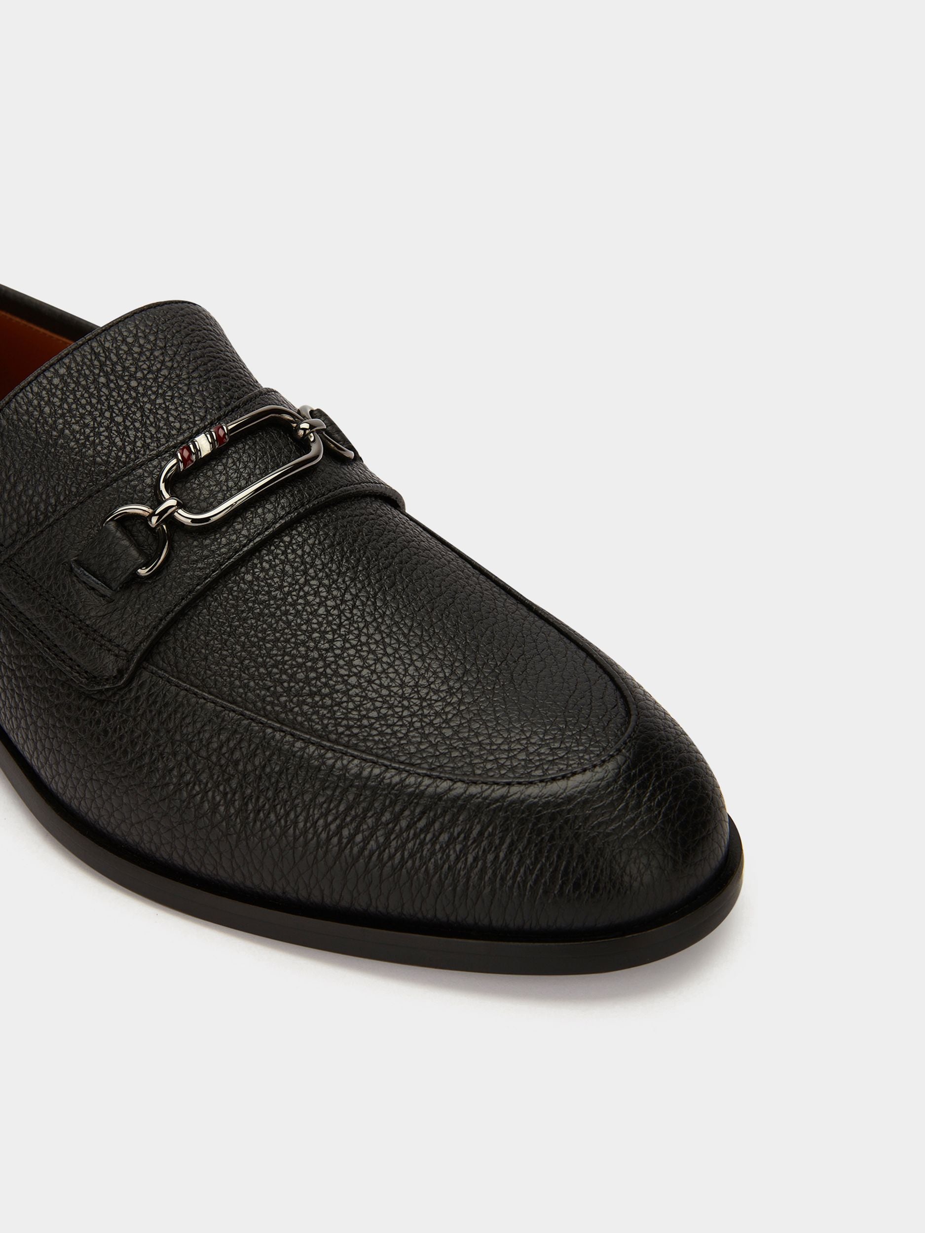 Loafer in Black Grained Leather - Men's - Bally - 04