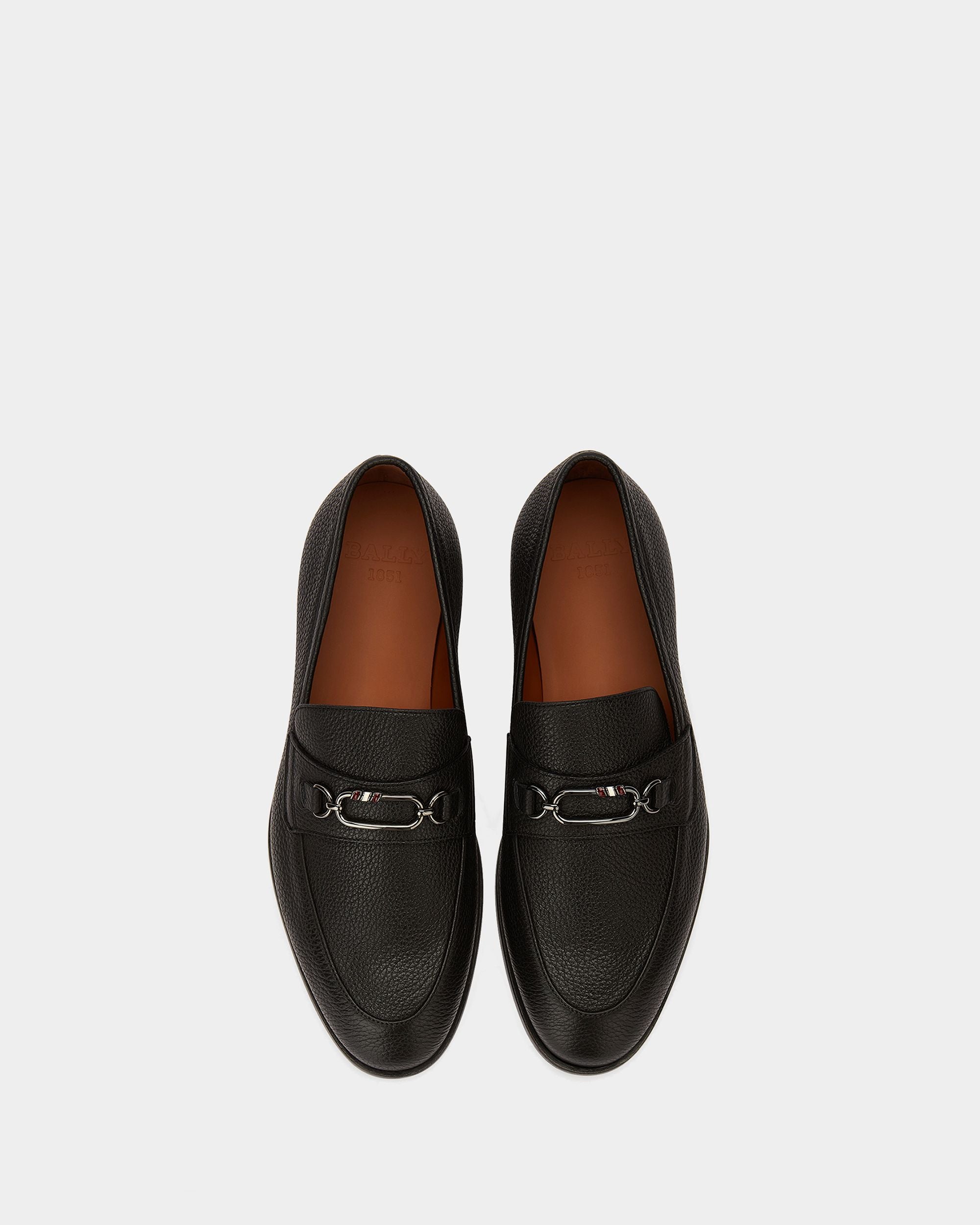 Loafer in Black Grained Leather - Men's - Bally - 05
