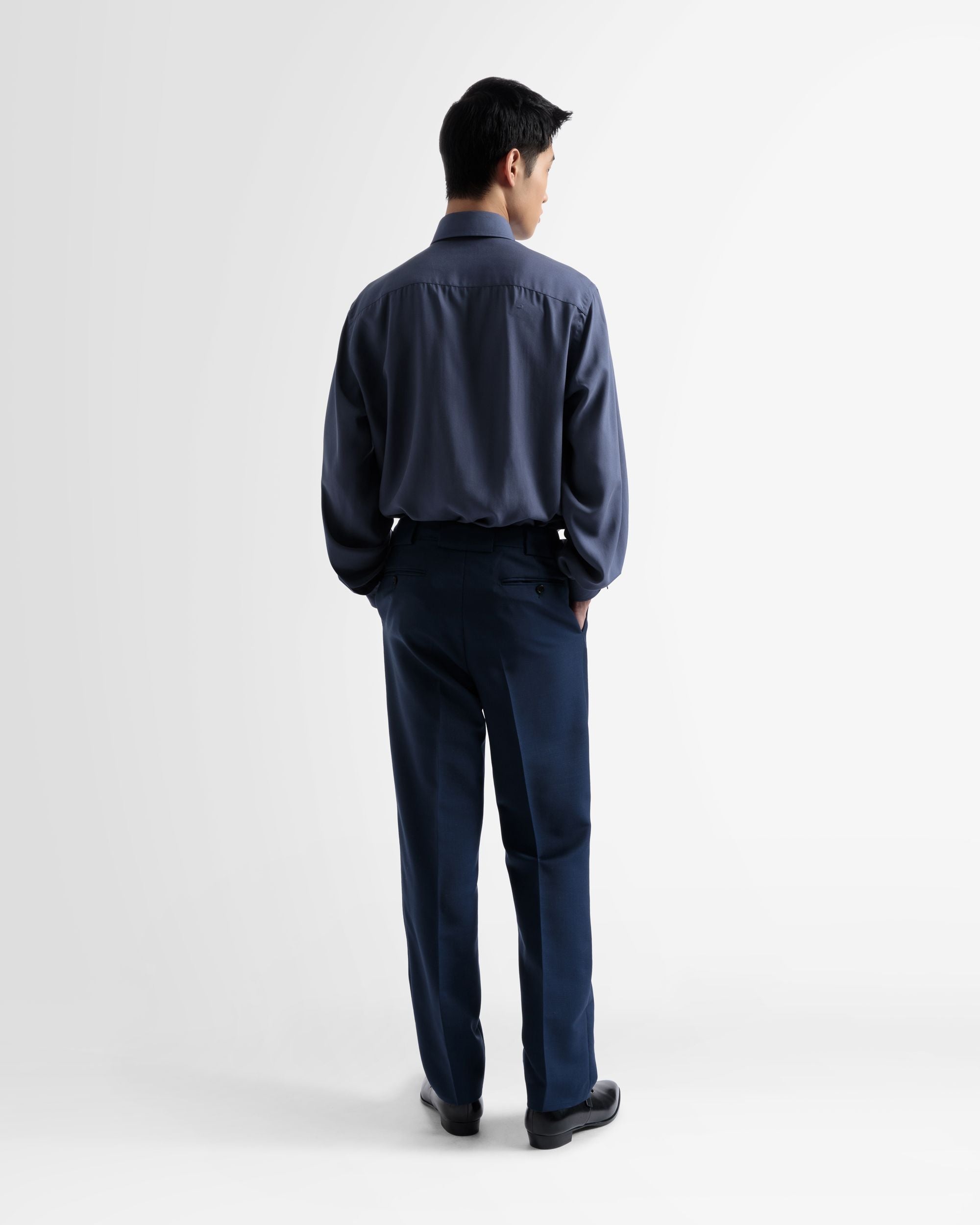 Pocket Front Silk Shirt In Navy - Men's - Bally - 05