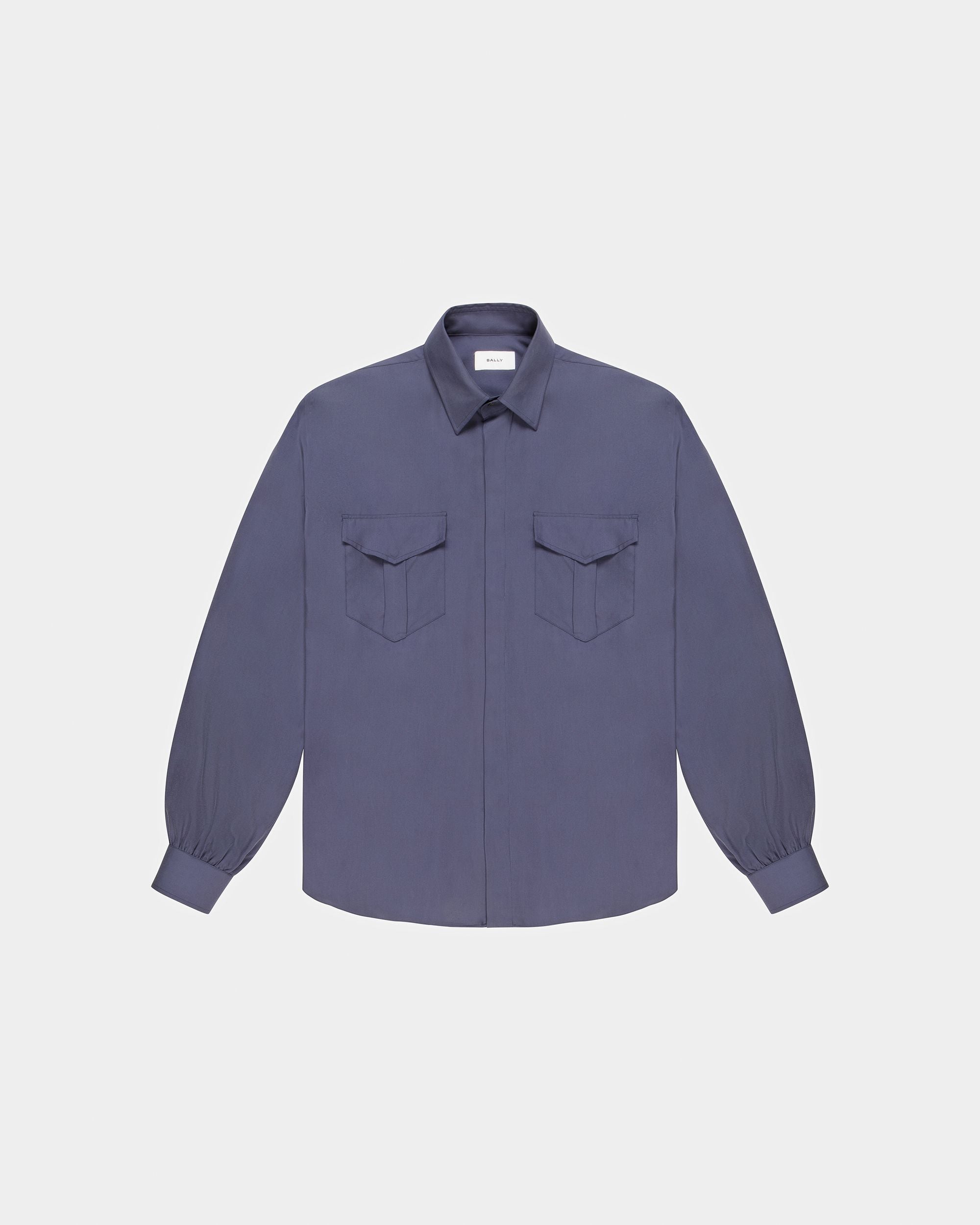 Pocket Front Silk Shirt In Navy - Men's - Bally - 06
