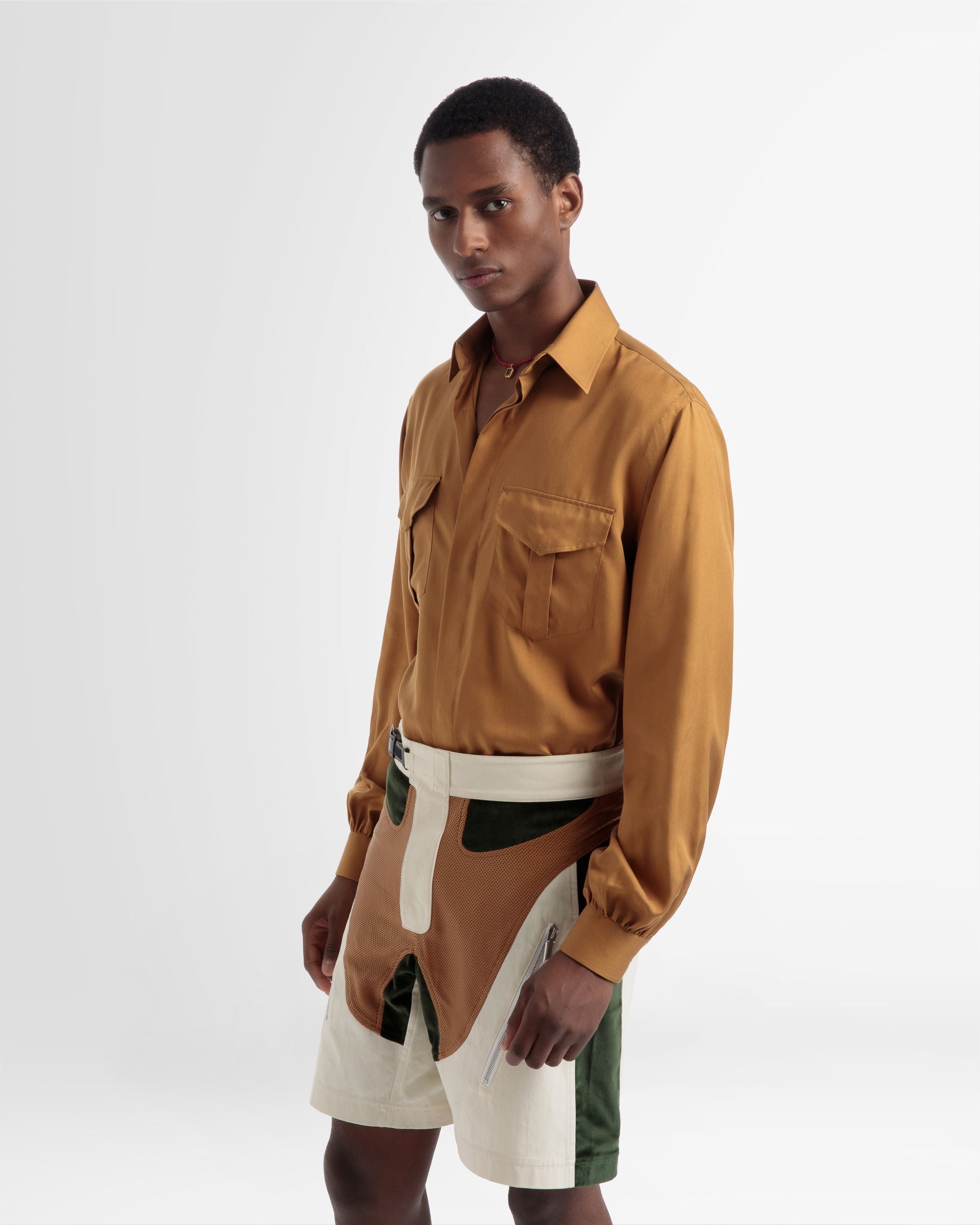Pocket Front Silk Shirt In Desert - Men's - Bally - 02