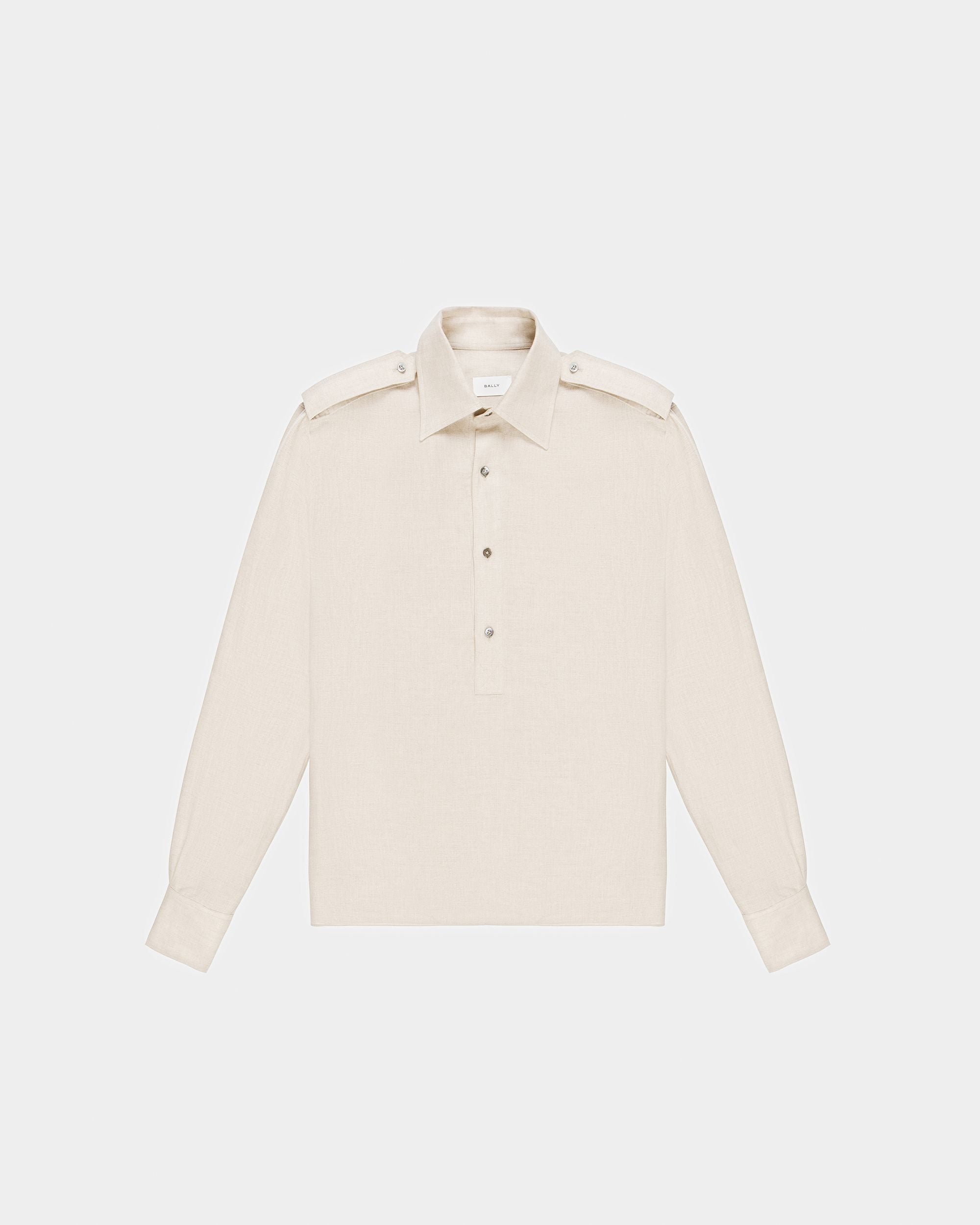 Half Button Shirt In Beige Linen - Men's - Bally - 06