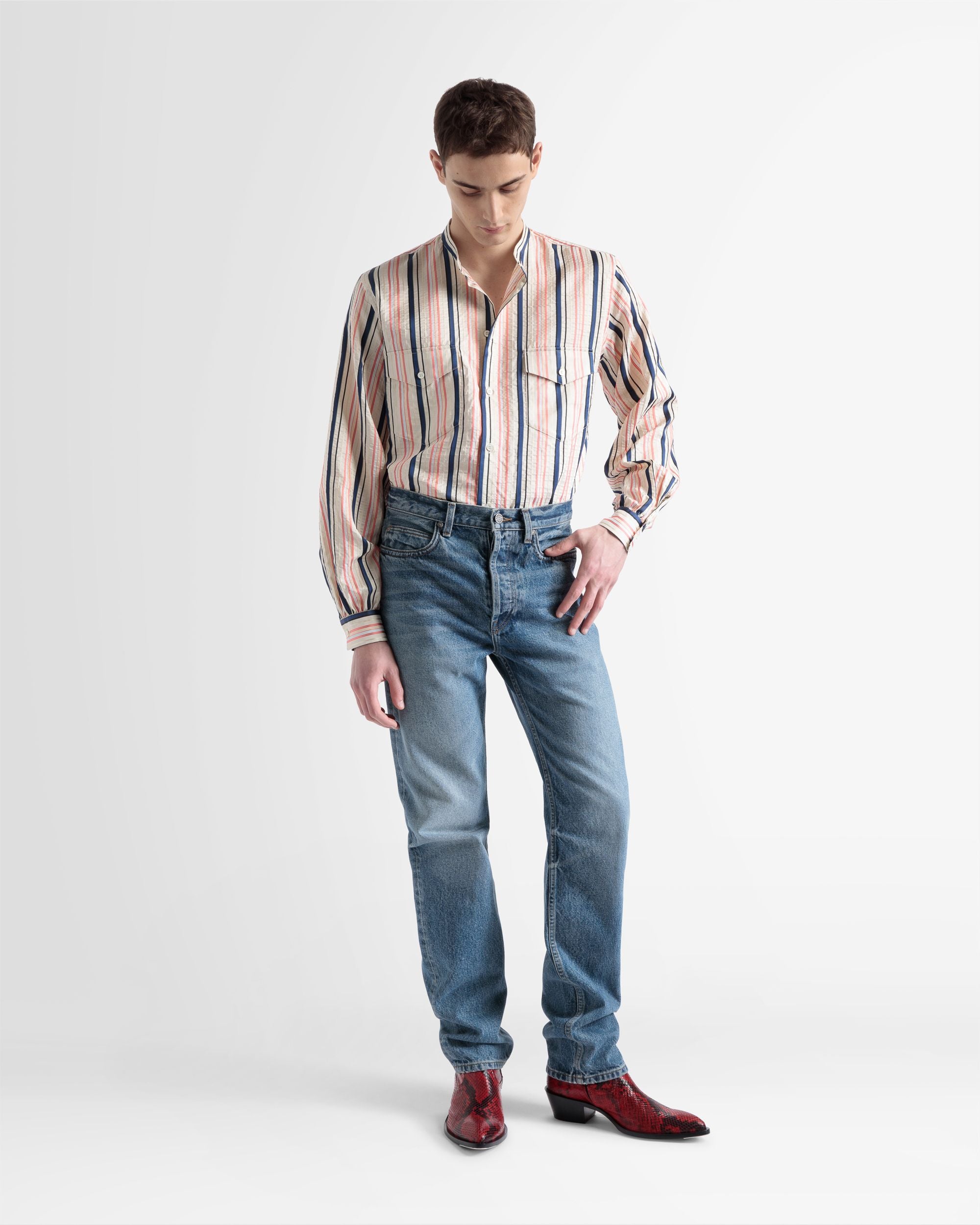 Blouson Sleeve Shirt In Multicolour Silk - Men's - Bally - 02