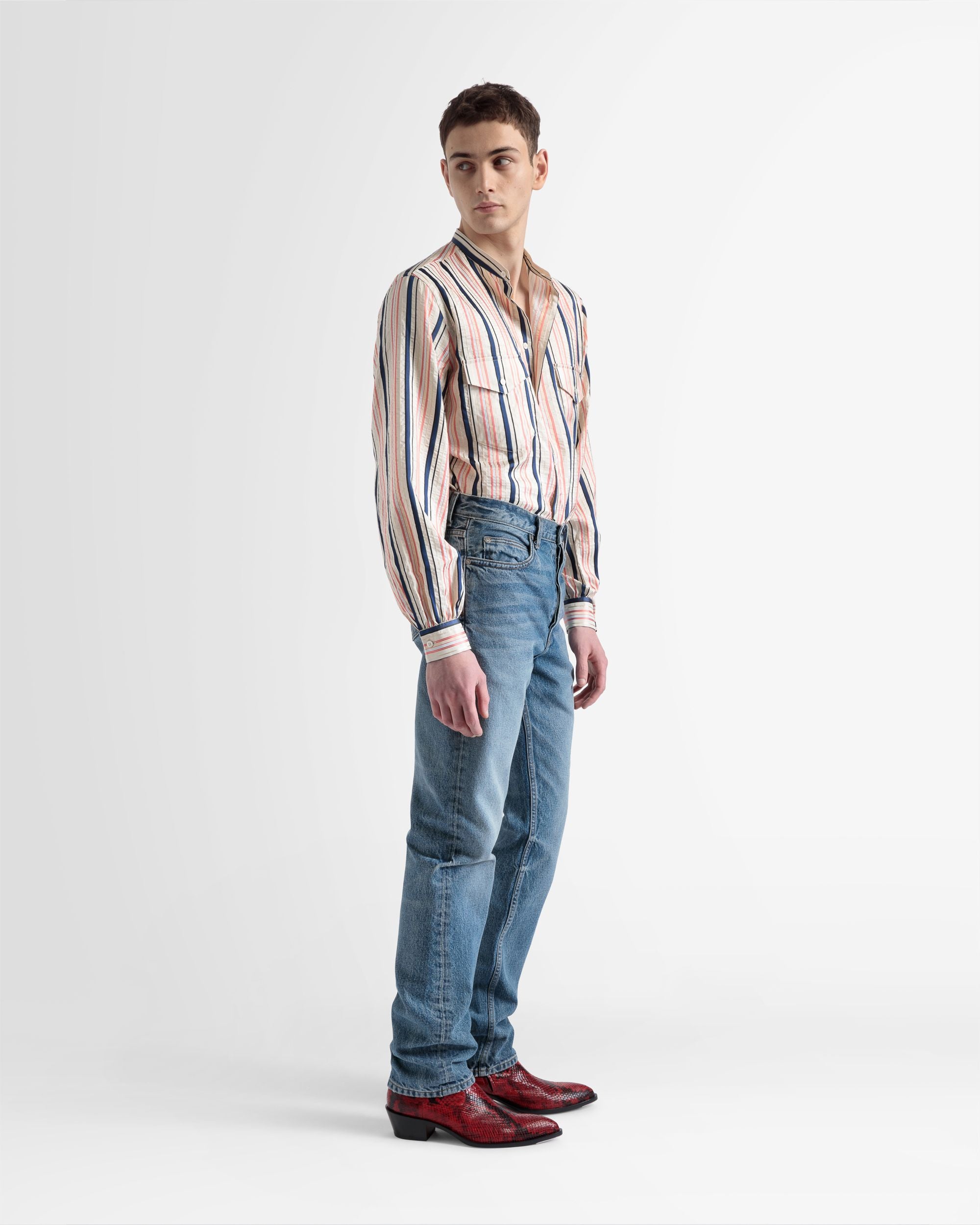 Blouson Sleeve Shirt In Multicolour Silk - Men's - Bally - 04
