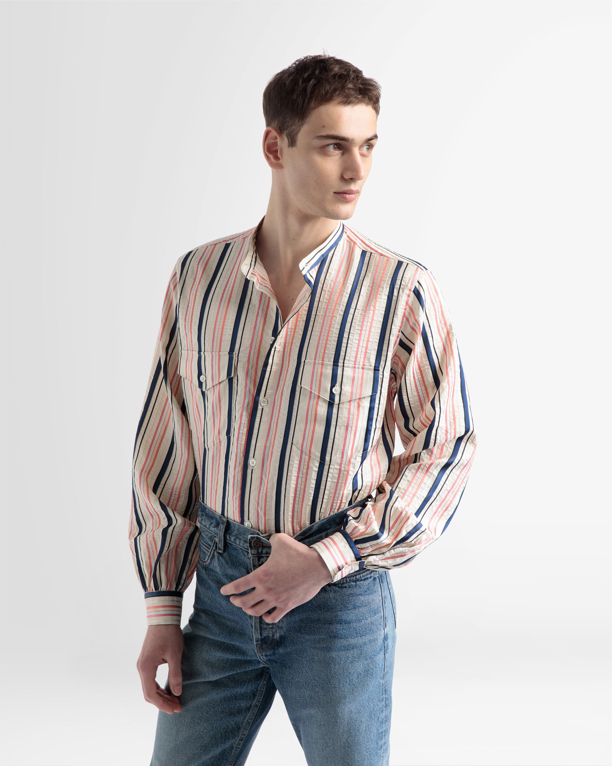 Blouson Sleeve Shirt In Multicolour Silk - Men's - Bally - 05