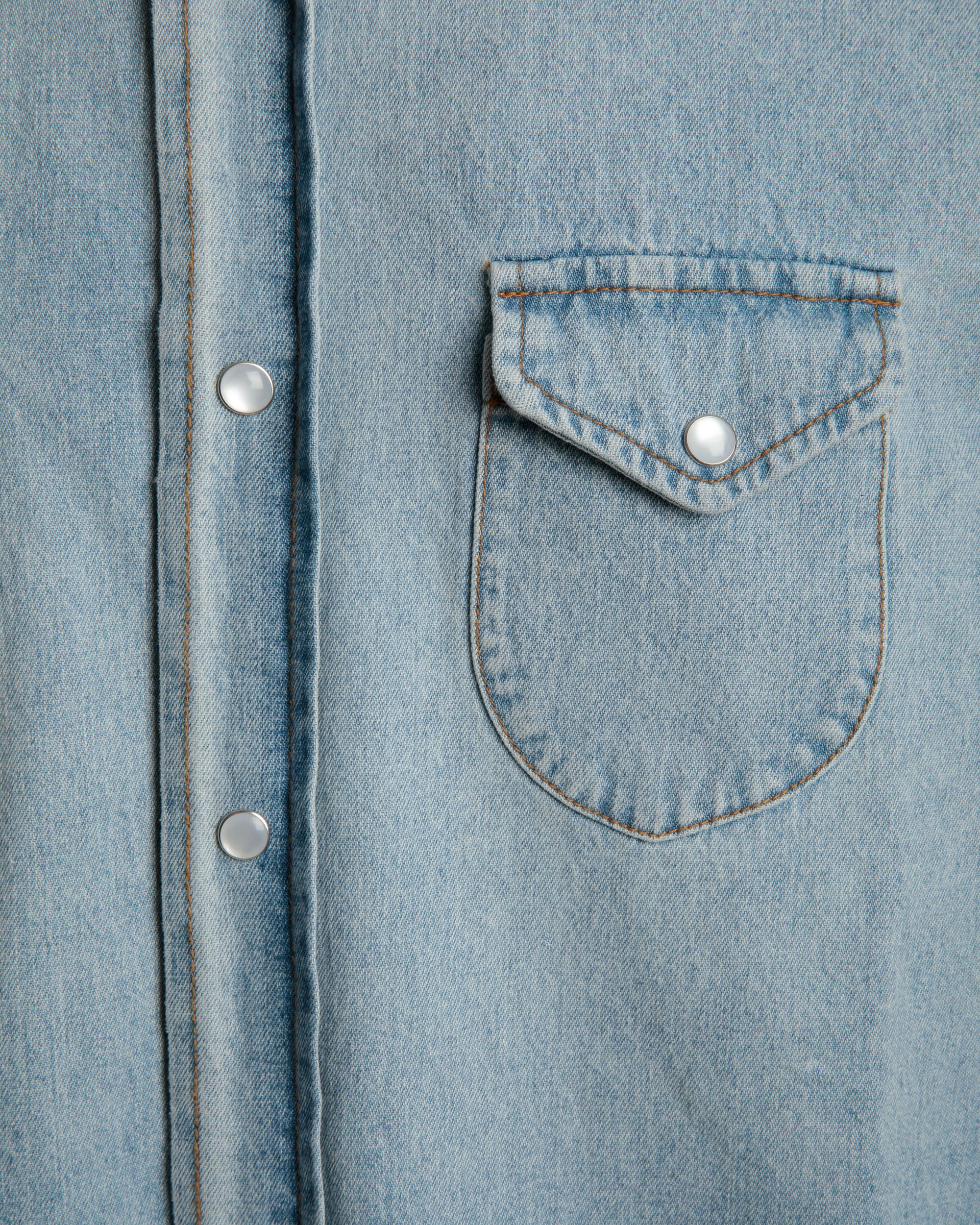 Denim Western Shirt In Light Blue Chambray Cotton - Men's - Bally - 02