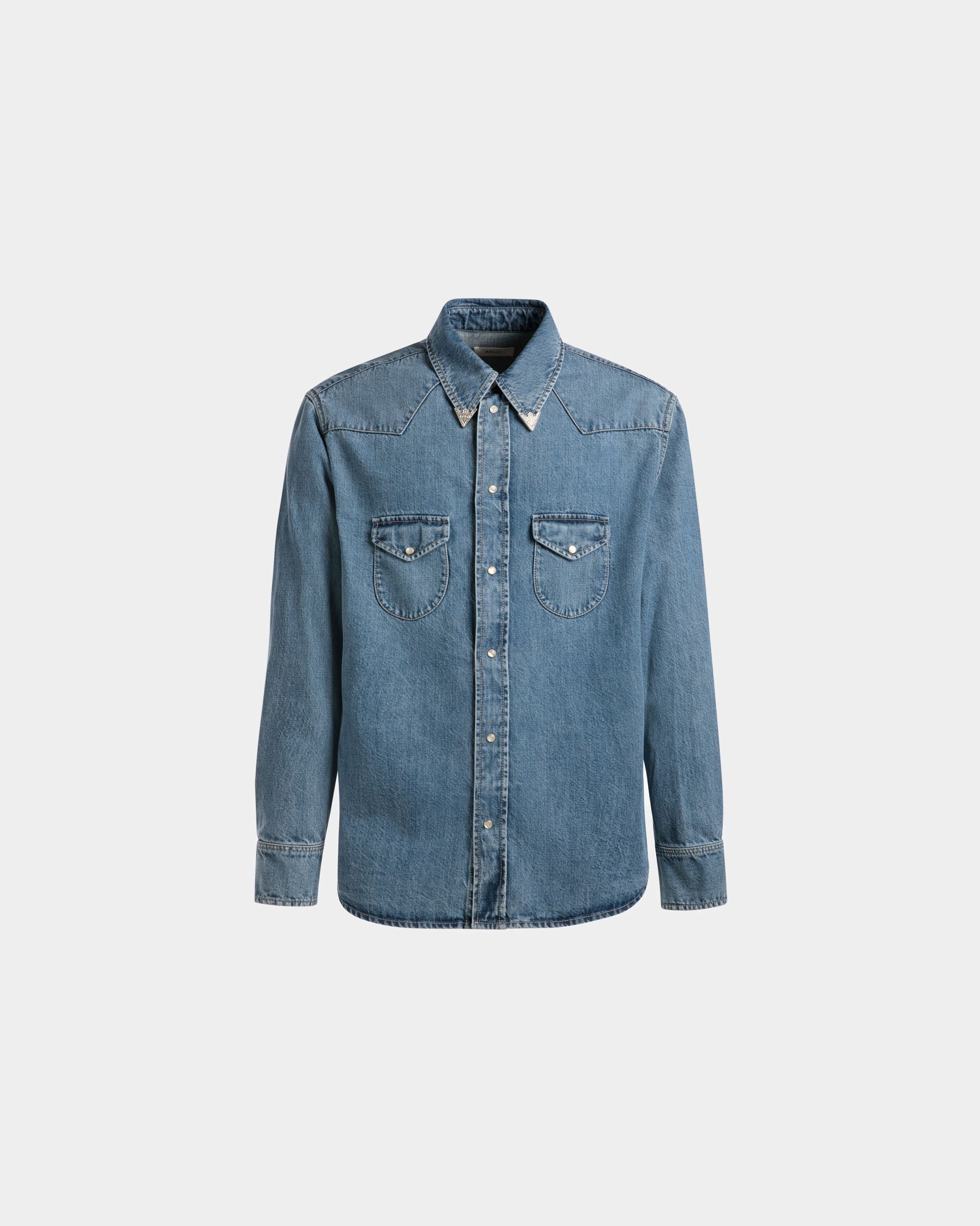 Western Shirt In Light Blue Denim - Men's - Bally - 01