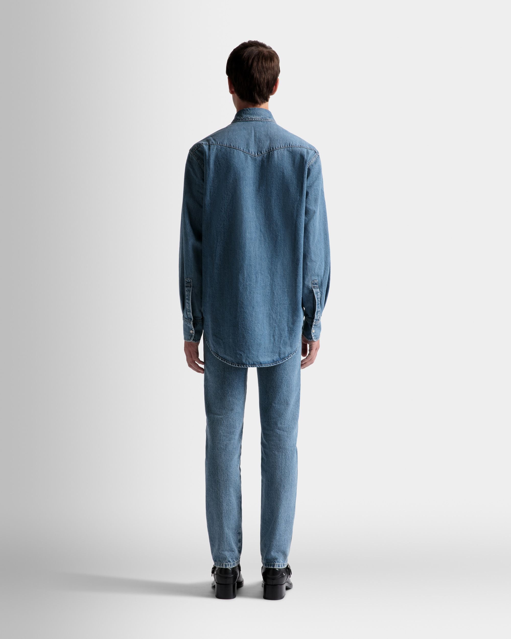 Western Shirt In Light Blue Denim - Men's - Bally - 06