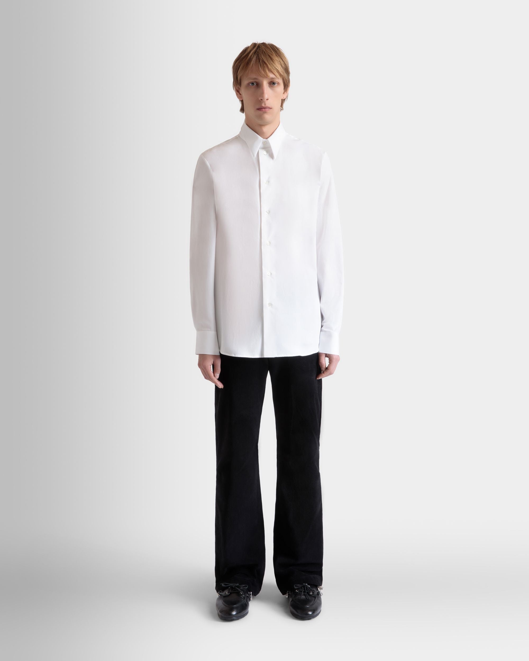 Long Sleeve Shirt In White Cotton - Men's - Bally - 02