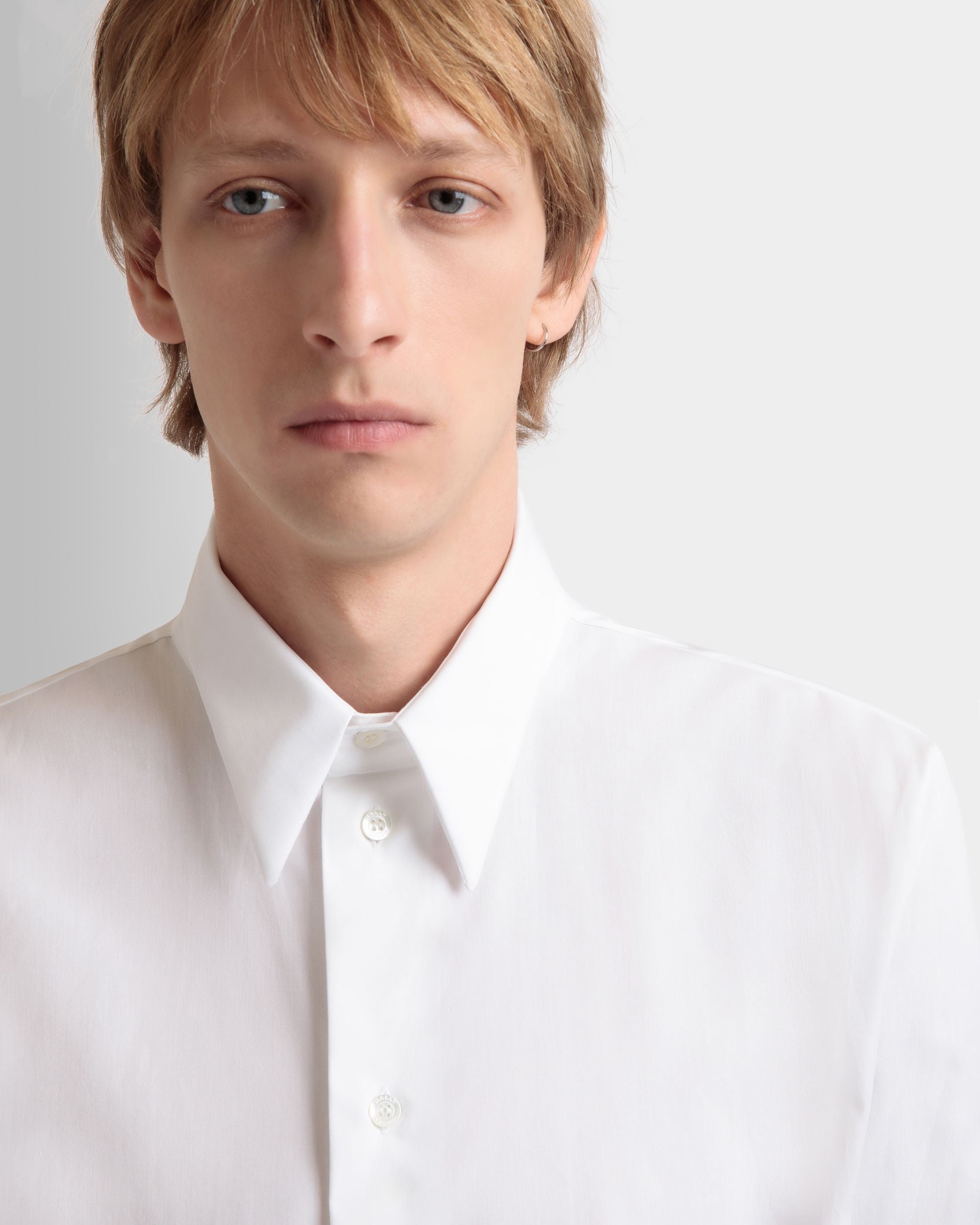 Long Sleeve Shirt In White Cotton - Men's - Bally - 03