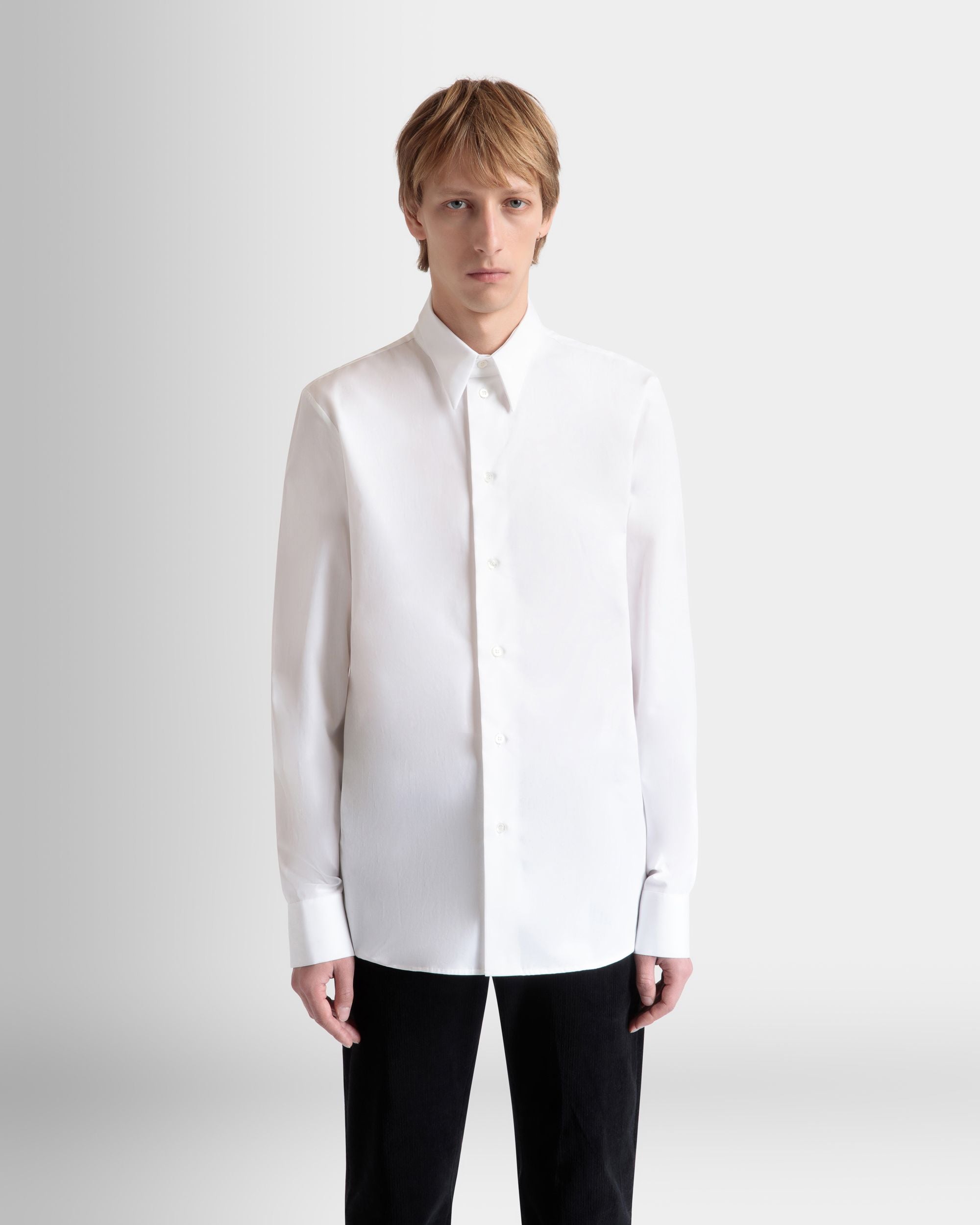 Long Sleeve Shirt In White Cotton - Men's - Bally - 08