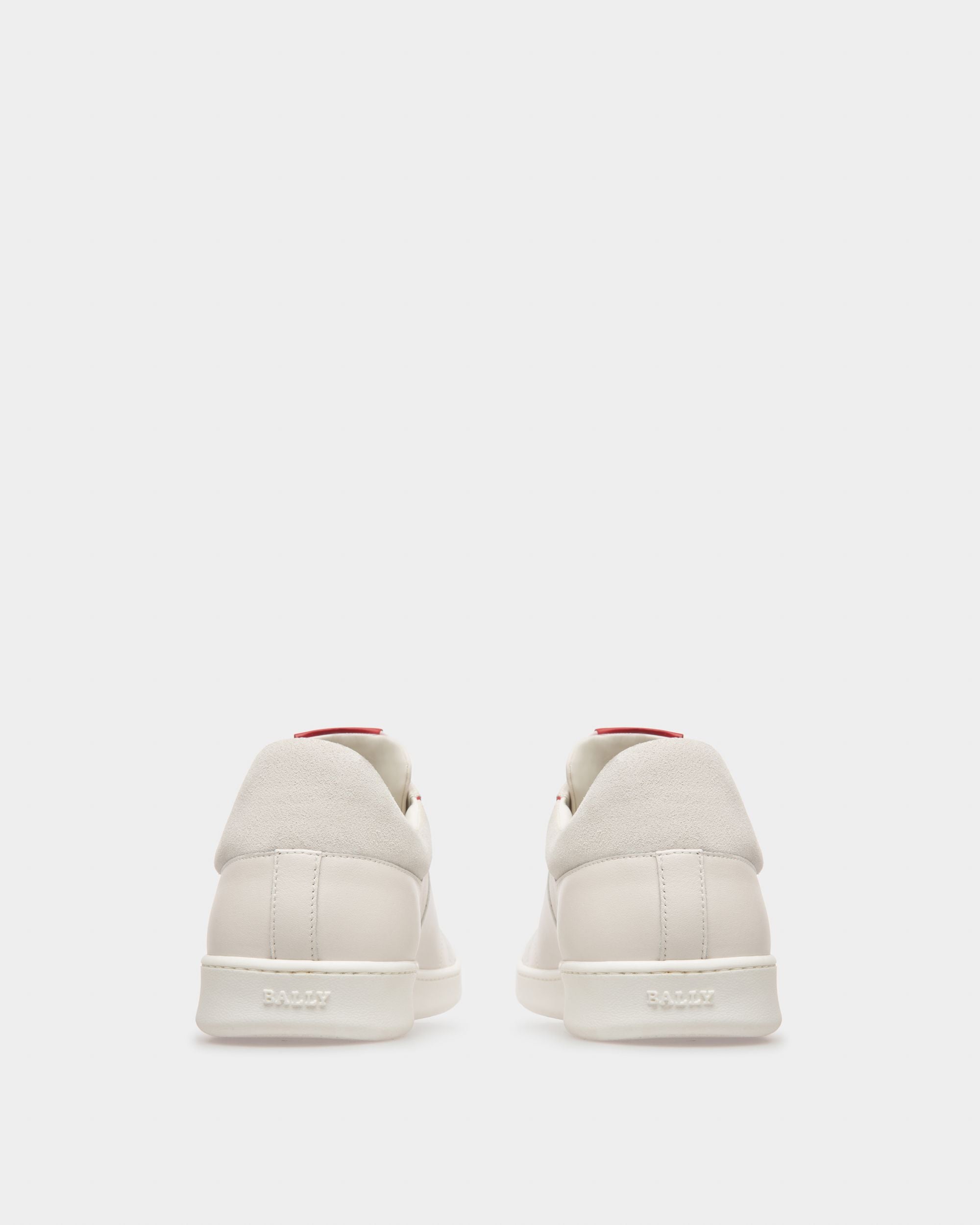 Wallys Leather And Suede Sneaker In White And Red - Men's - Bally - 04
