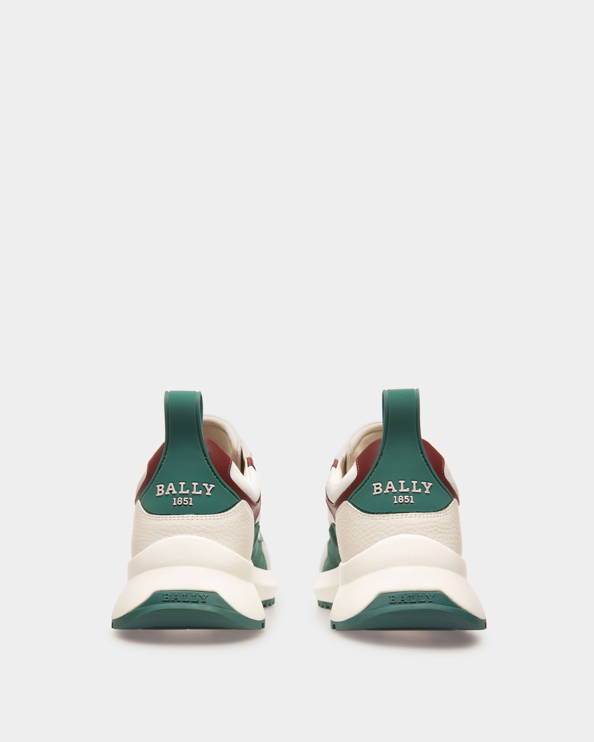 Dave Leather And Fabric Sneakers In White And Heritage Red - Men's - Bally - 04