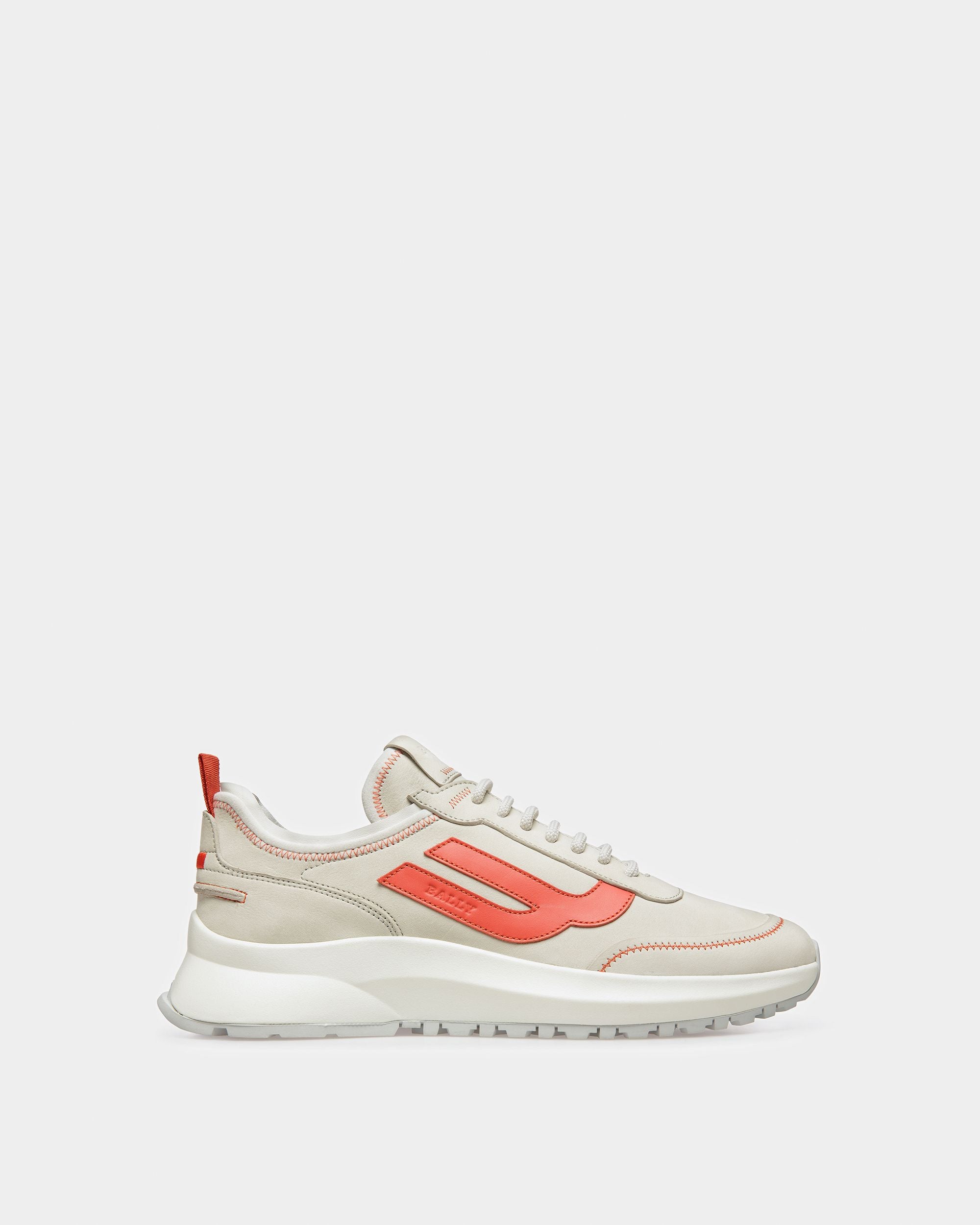 Darys Leather Sneakers In Dusty White And Orange - Men's - Bally - 01