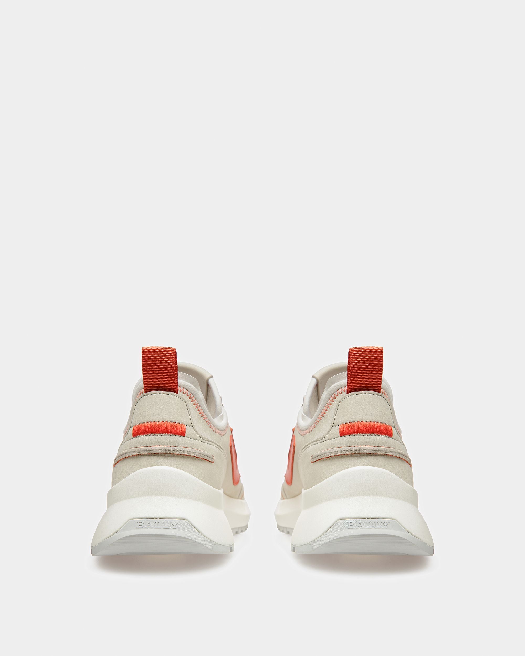 Darys Leather Sneakers In Dusty White And Orange - Men's - Bally - 03