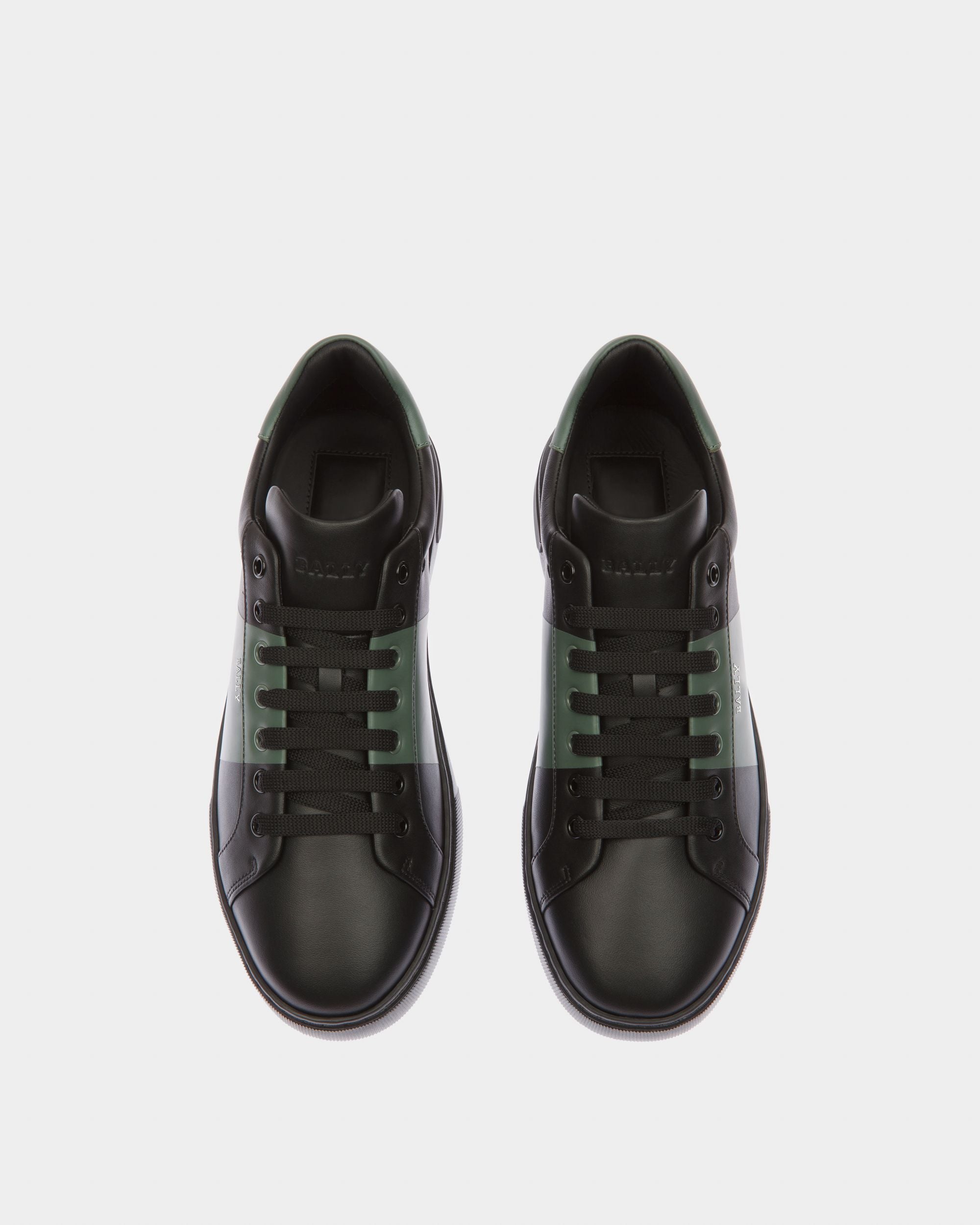 Mitty Leather Sneakers In Black & Green - Men's - Bally - 02