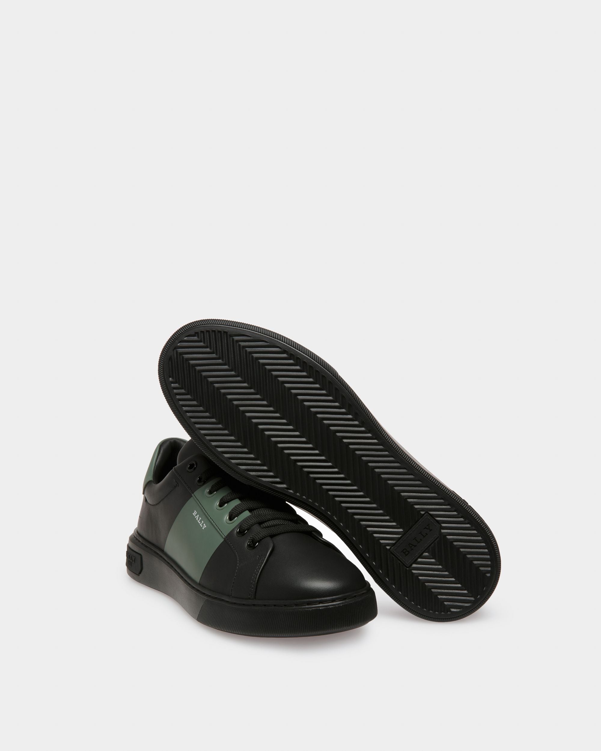 Mitty Leather Sneakers In Black & Green - Men's - Bally - 05
