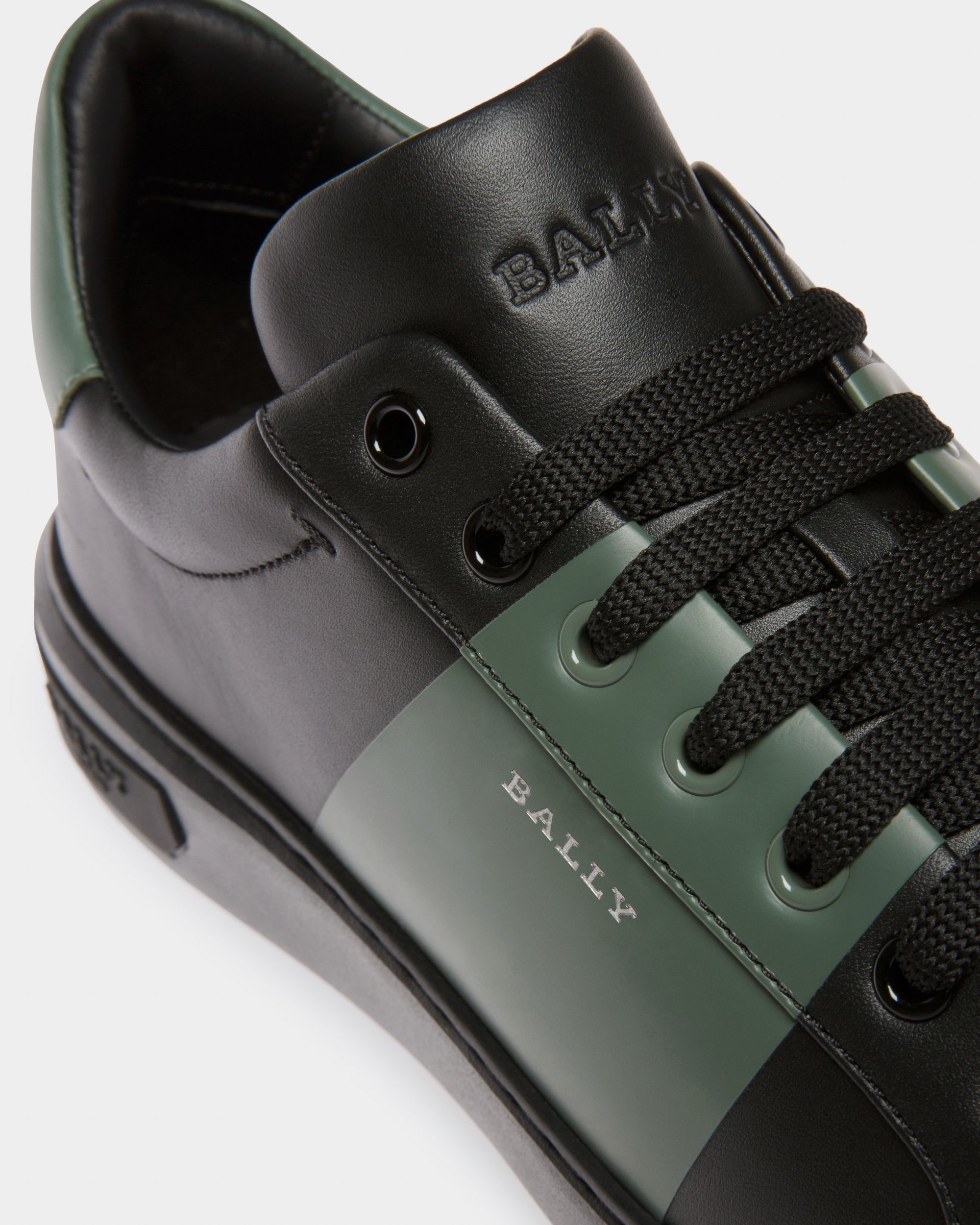 Mitty Leather Sneakers In Black & Green - Men's - Bally - 06