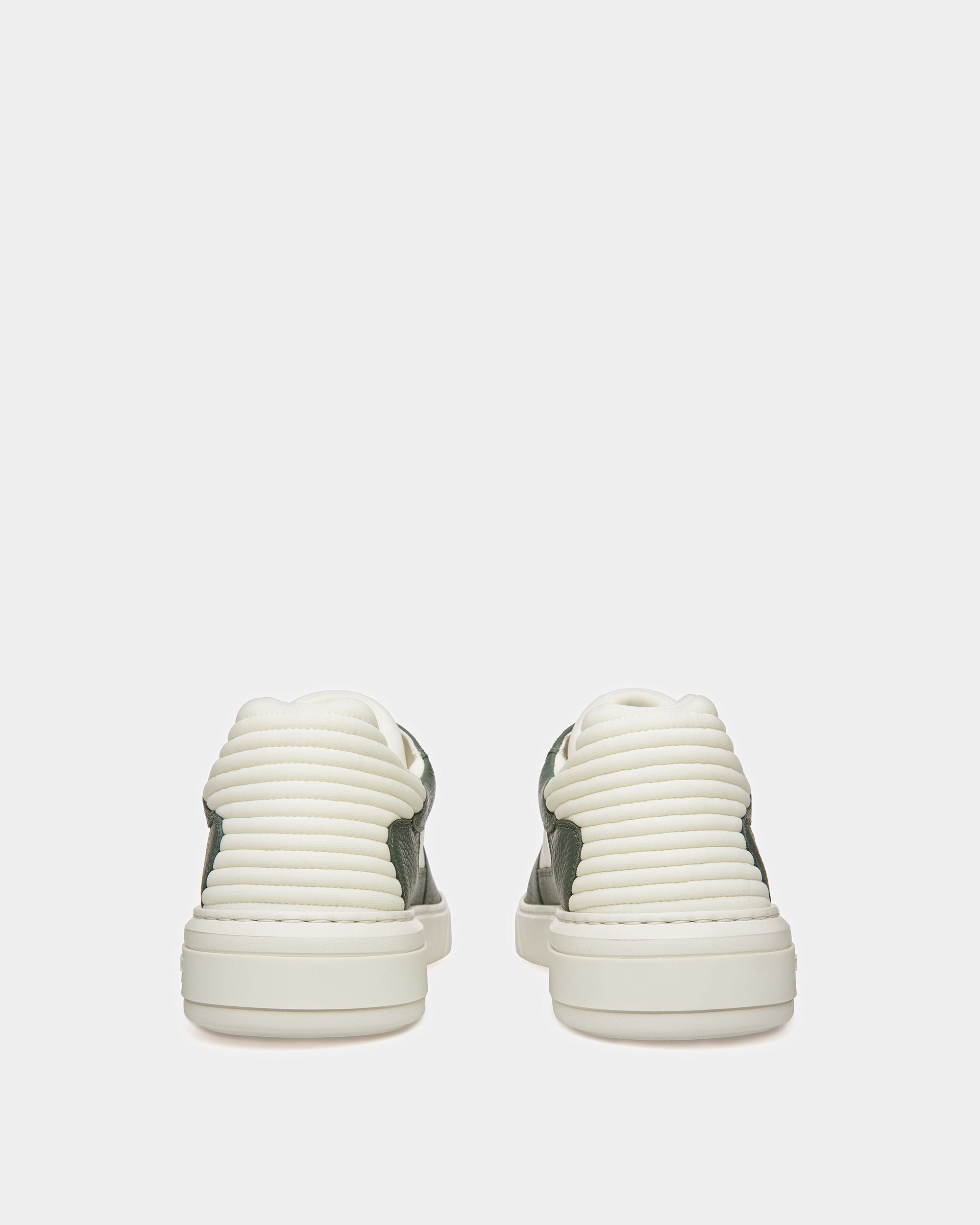Mark Leather And Fabric Sneakers In Sage And White - Men's - Bally - 04