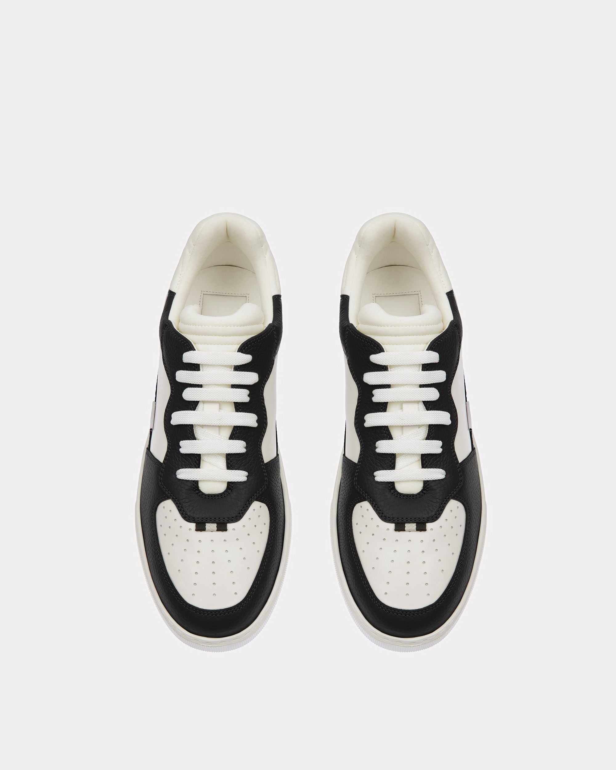 Mark Leather And Fabric Sneakers In Black And White - Men's - Bally - 02