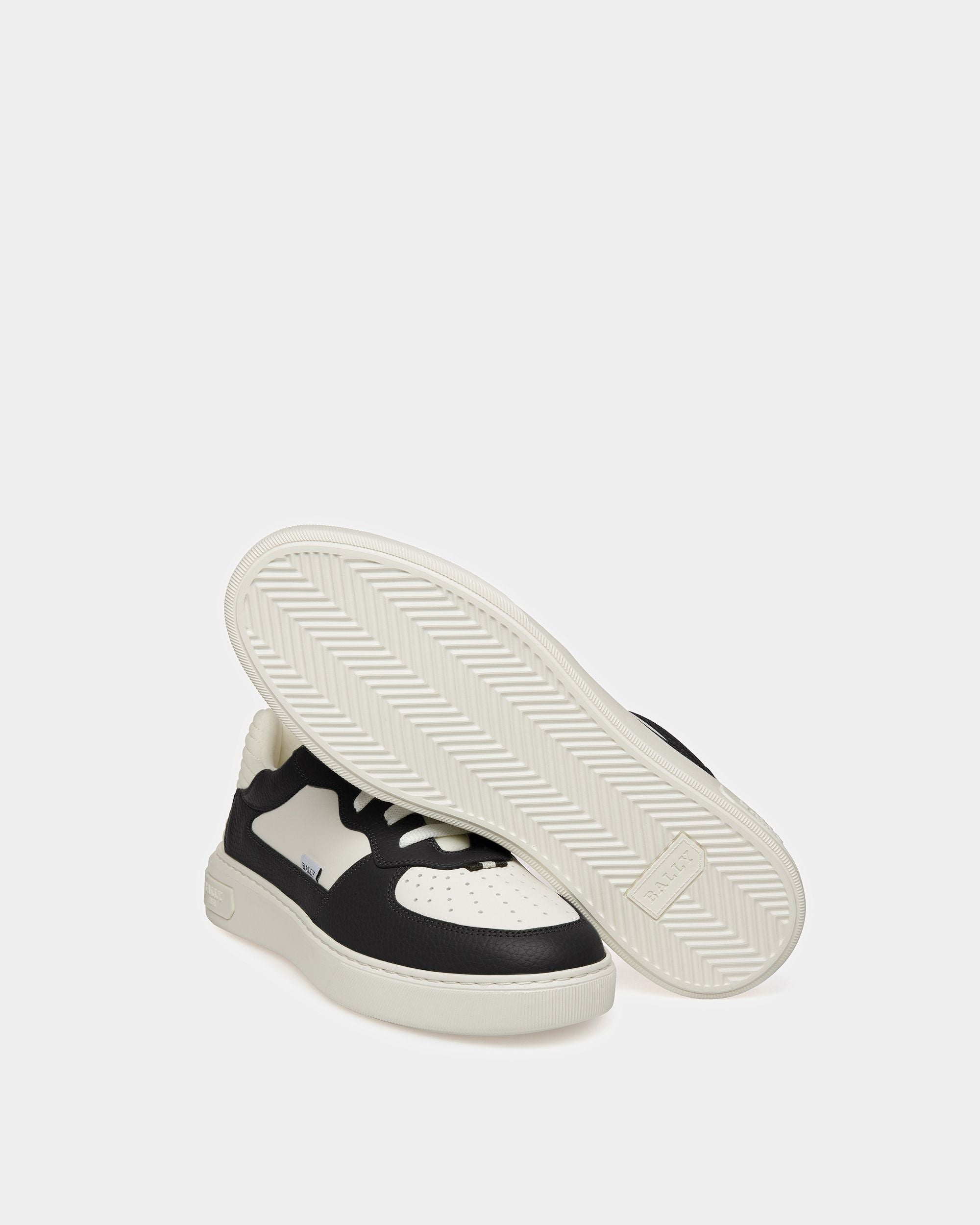 Mark Leather And Fabric Sneakers In Black And White - Men's - Bally - 05
