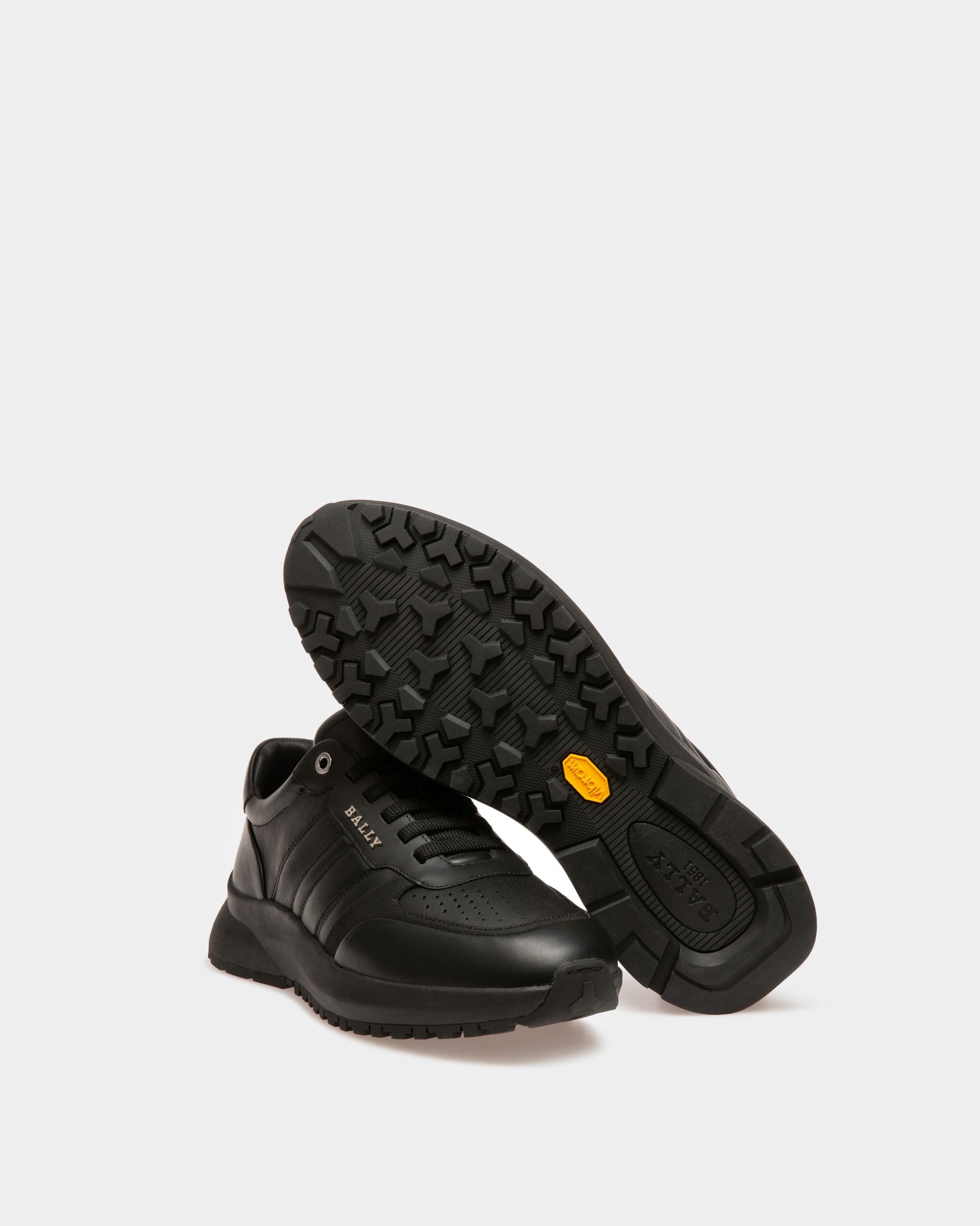 Dessye Leather And Fabric Sneakers In Black - Men's - Bally - 05