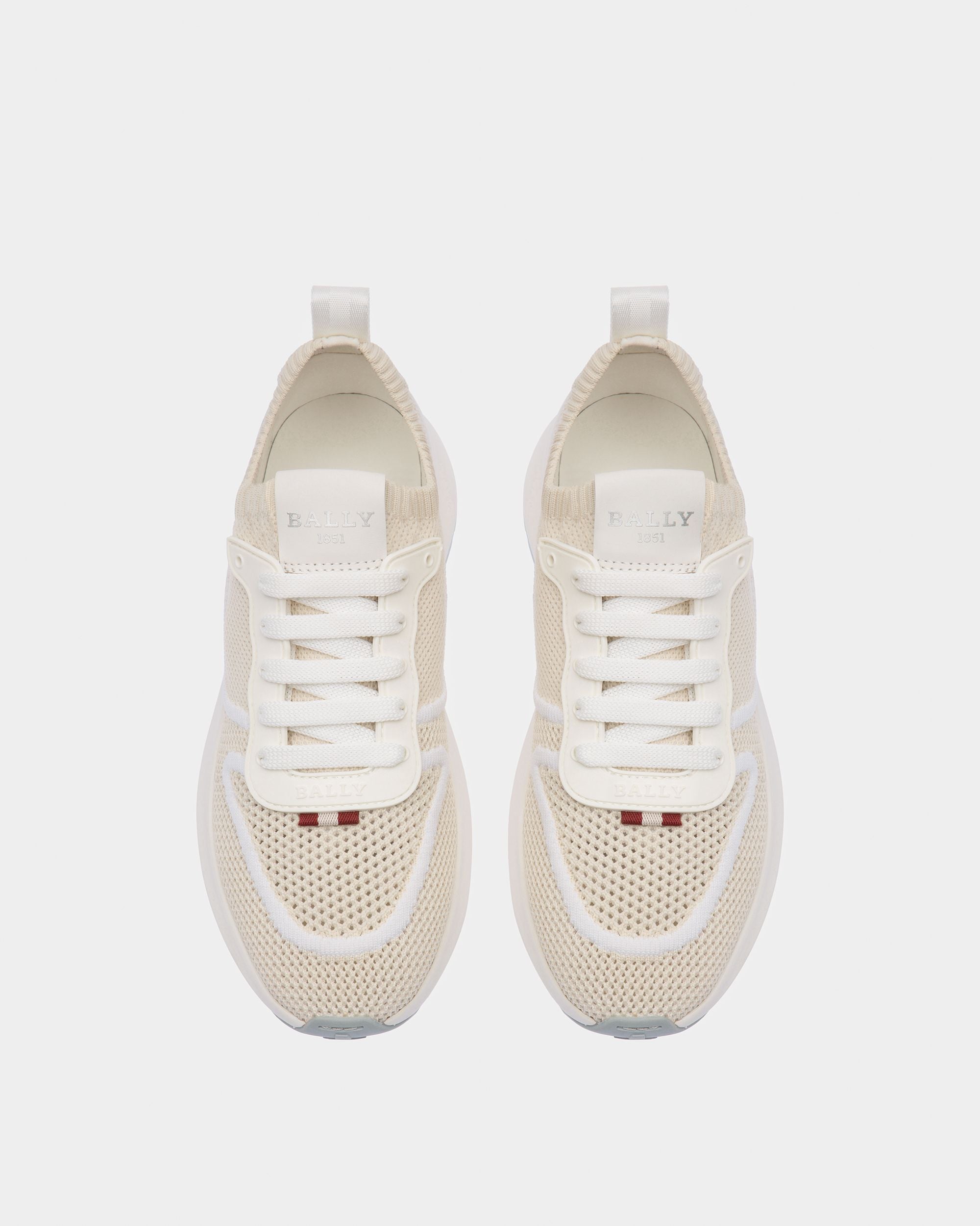 Davyn Mesh And Leather Sneakers In White And Dusty White - Men's - Bally - 03