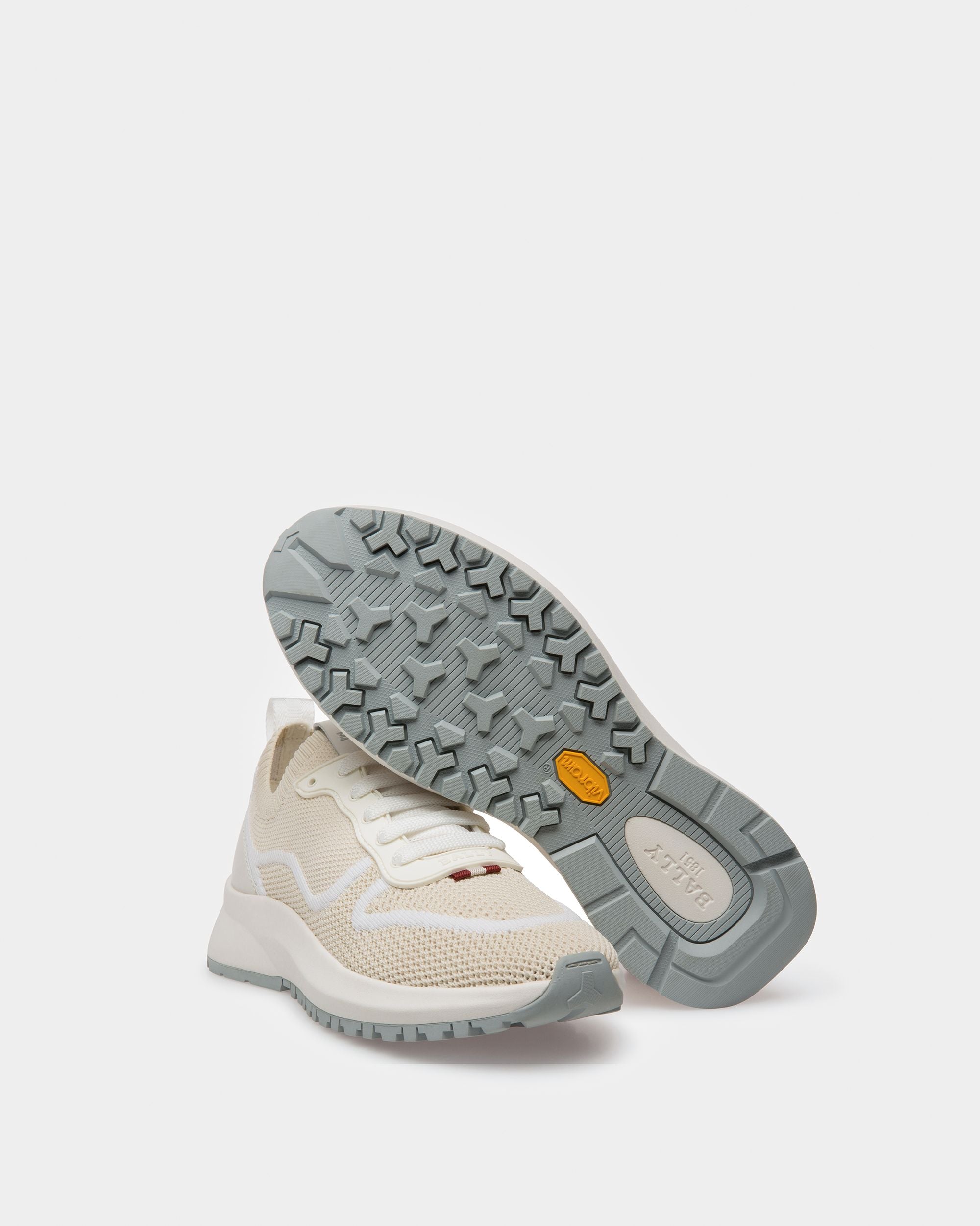 Davyn Mesh And Leather Sneakers In White And Dusty White - Men's - Bally - 05