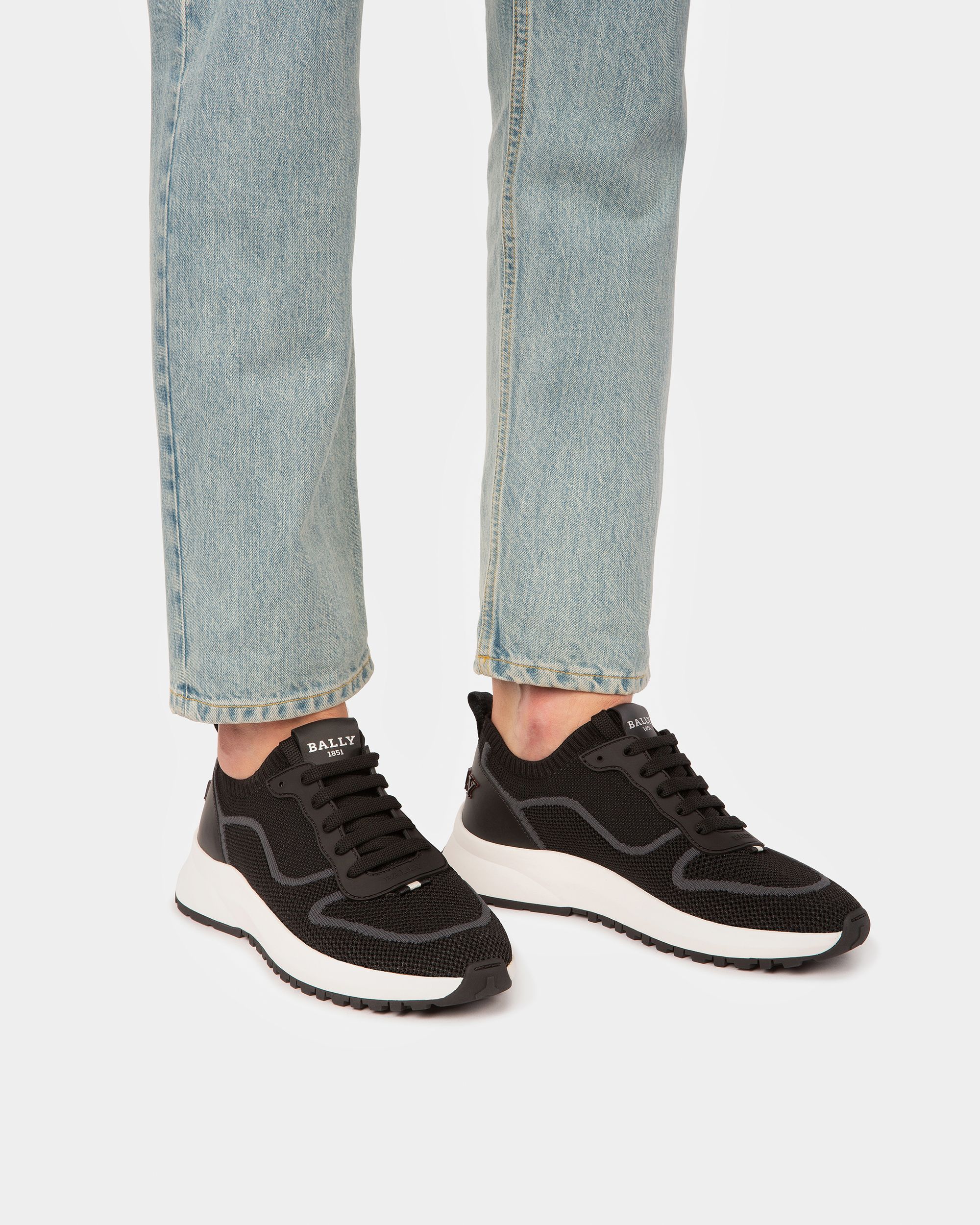 Davyn Mesh And Leather Sneakers In Black - Men's - Bally - 02