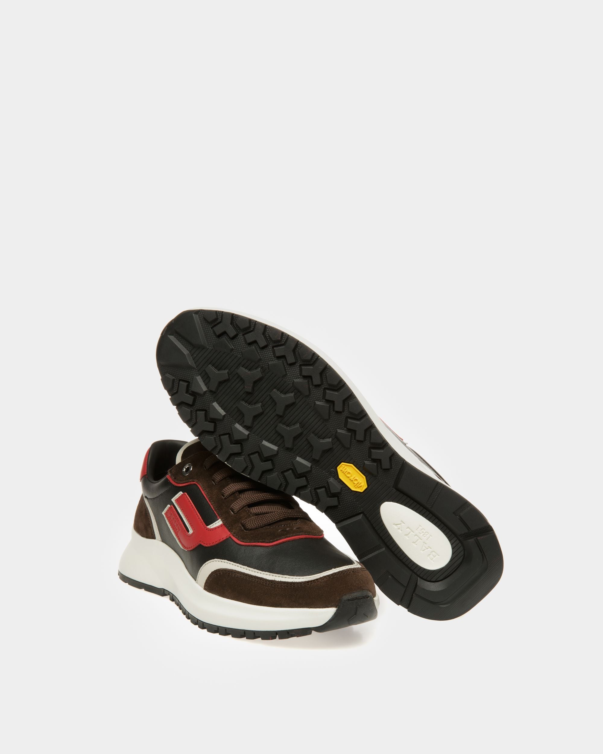 Demmy Leather Sneakers In Ebony Brown - Men's - Bally - 03