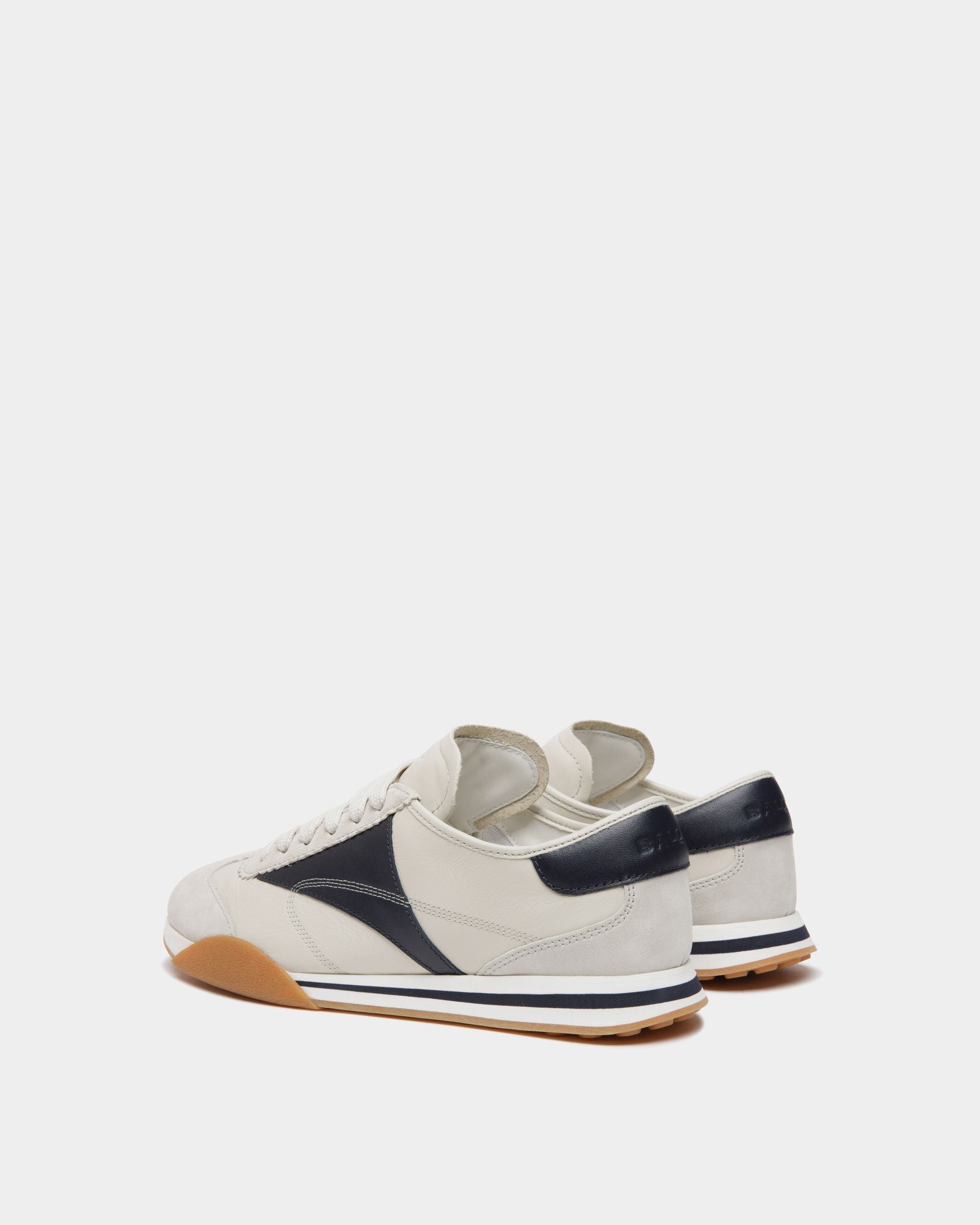 Sussex Sneaker In White And Navy Blue Leather - Men's - Bally - 03