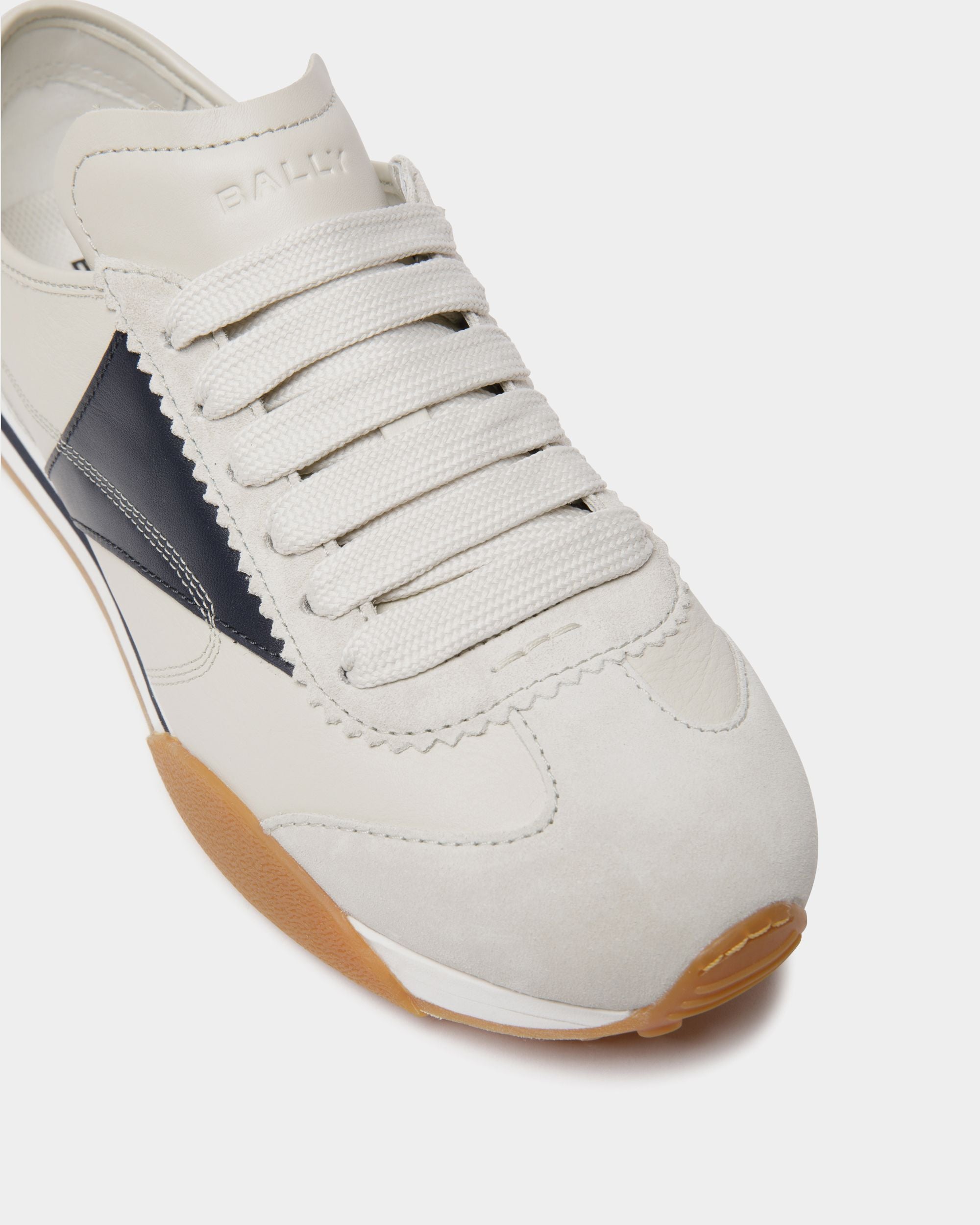 Sussex Sneaker In White And Navy Blue Leather - Men's - Bally - 04