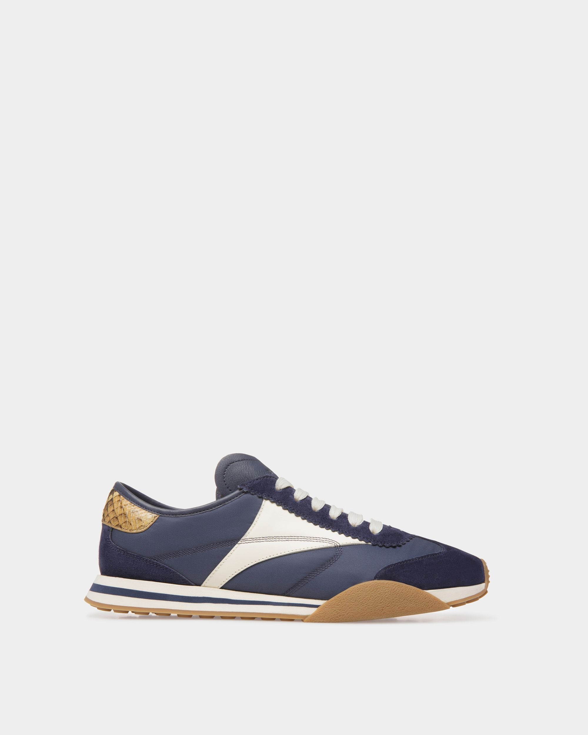 Sussex Sneakers In Marine And Bone Leather And Fabric - Men's - Bally - 01
