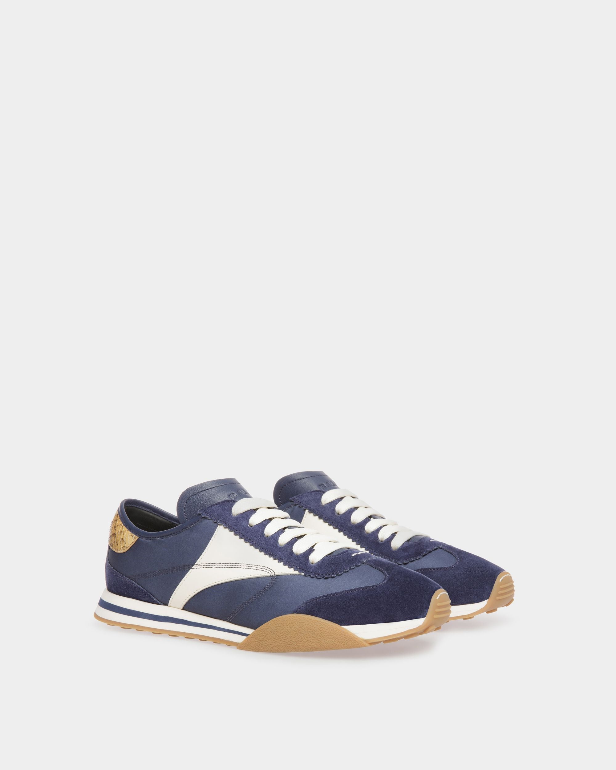 Sussex Sneakers In Marine And Bone Leather And Fabric - Men's - Bally - 02