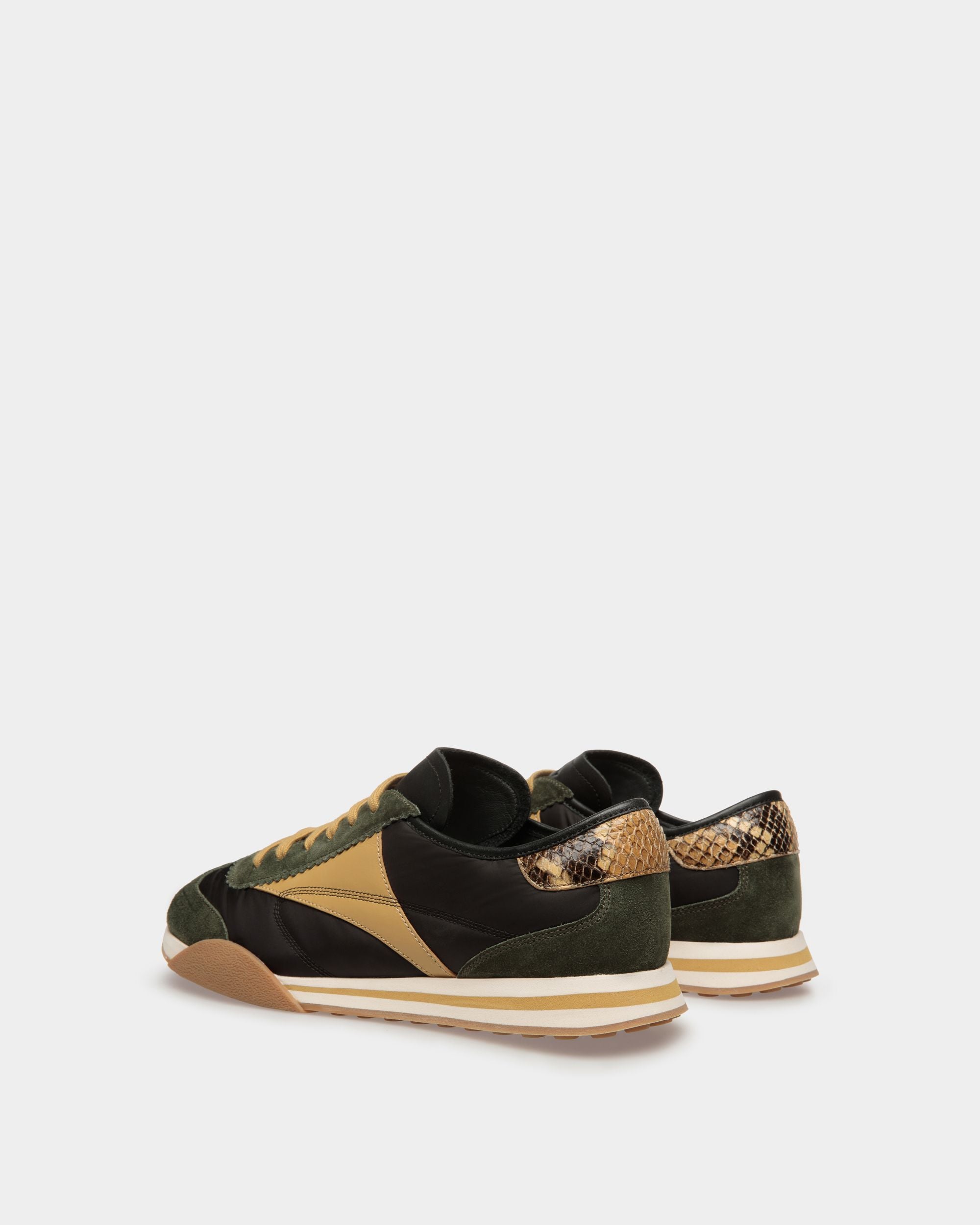 Sussex Sneakers In Green And Black Leather And Fabric - Men's - Bally - 04